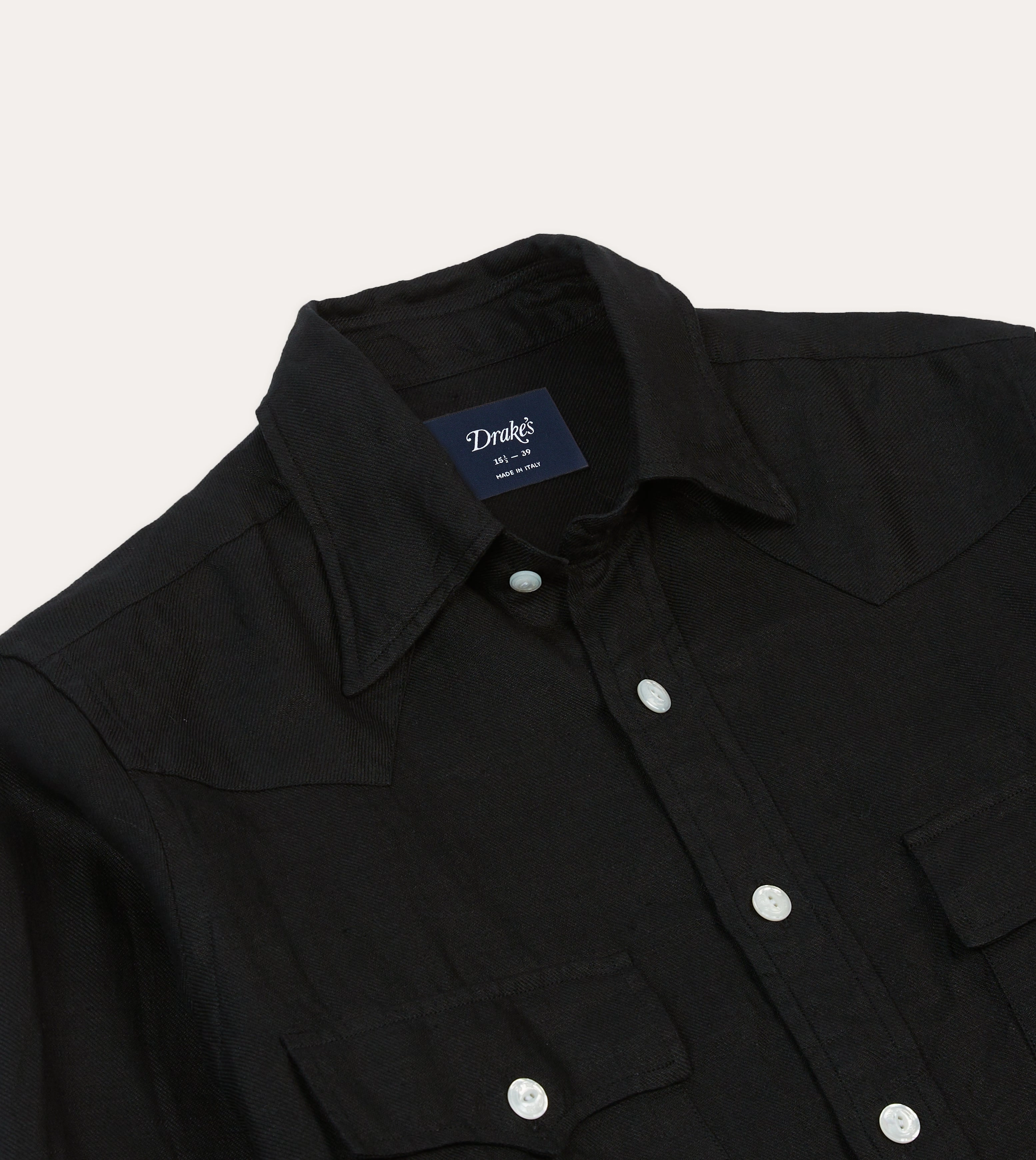 Trendy Fit Anti Static Treatment Black Linen Twill Two-Pocket Western Shirt