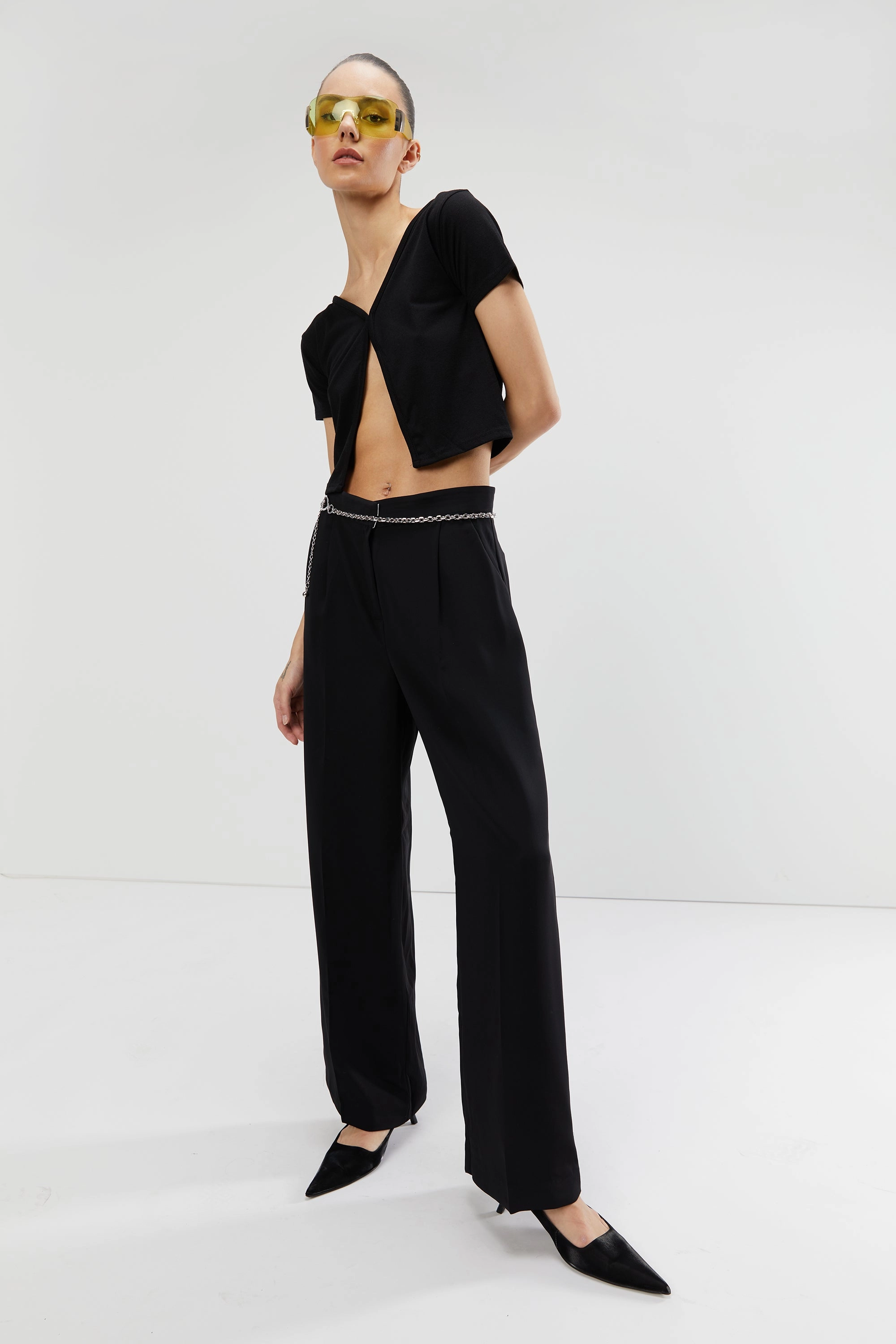 Side Pockets Effortless Layer SINGLE PLEAT WIDE LEG PANT