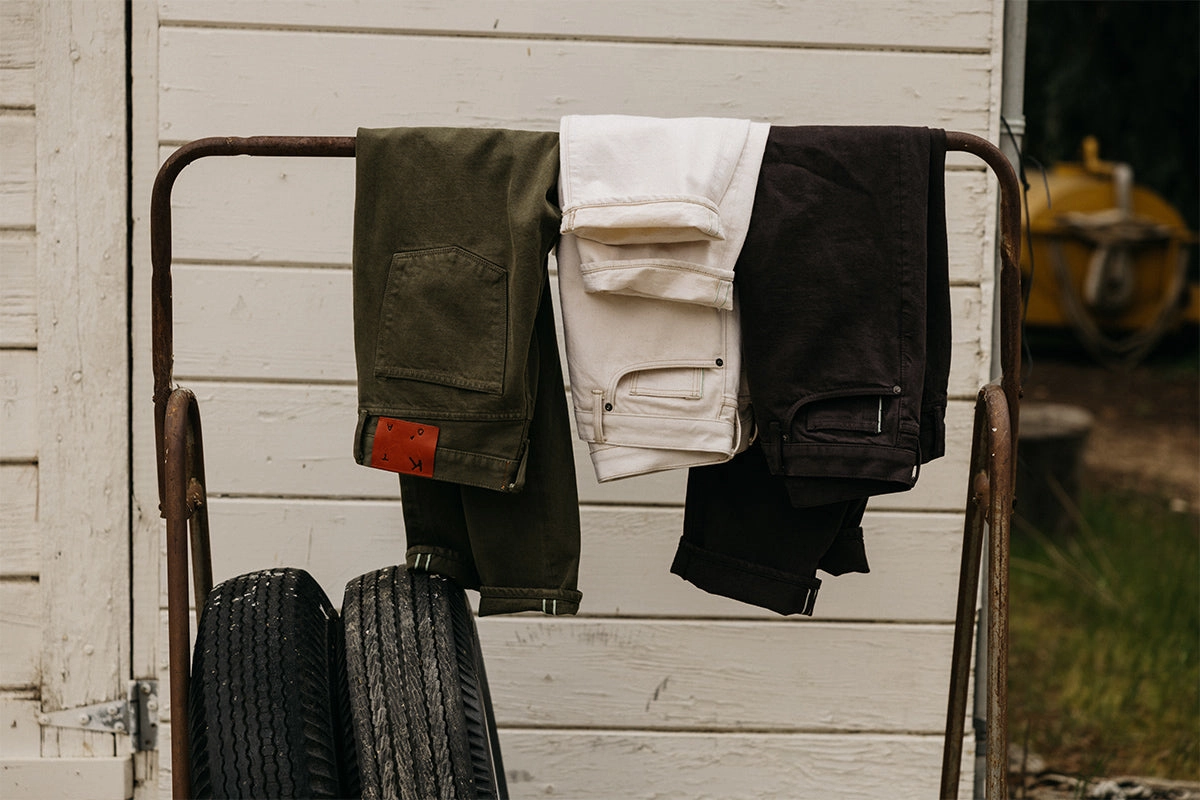 Breathable Denim Stretch Comfort The Barrel Classic Straight Natural Slub - Military Green 14oz Selvedge