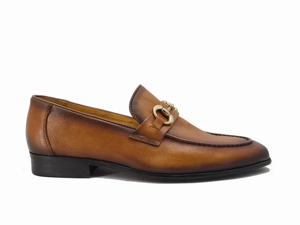 Firm Sure Italian Craftsmanship Soft Calf Leather with gold horse bit