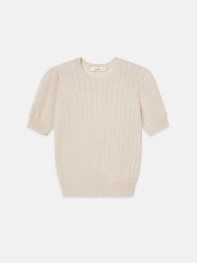 The Ladder Pointelle Sweater -- Cream Essential Warmth