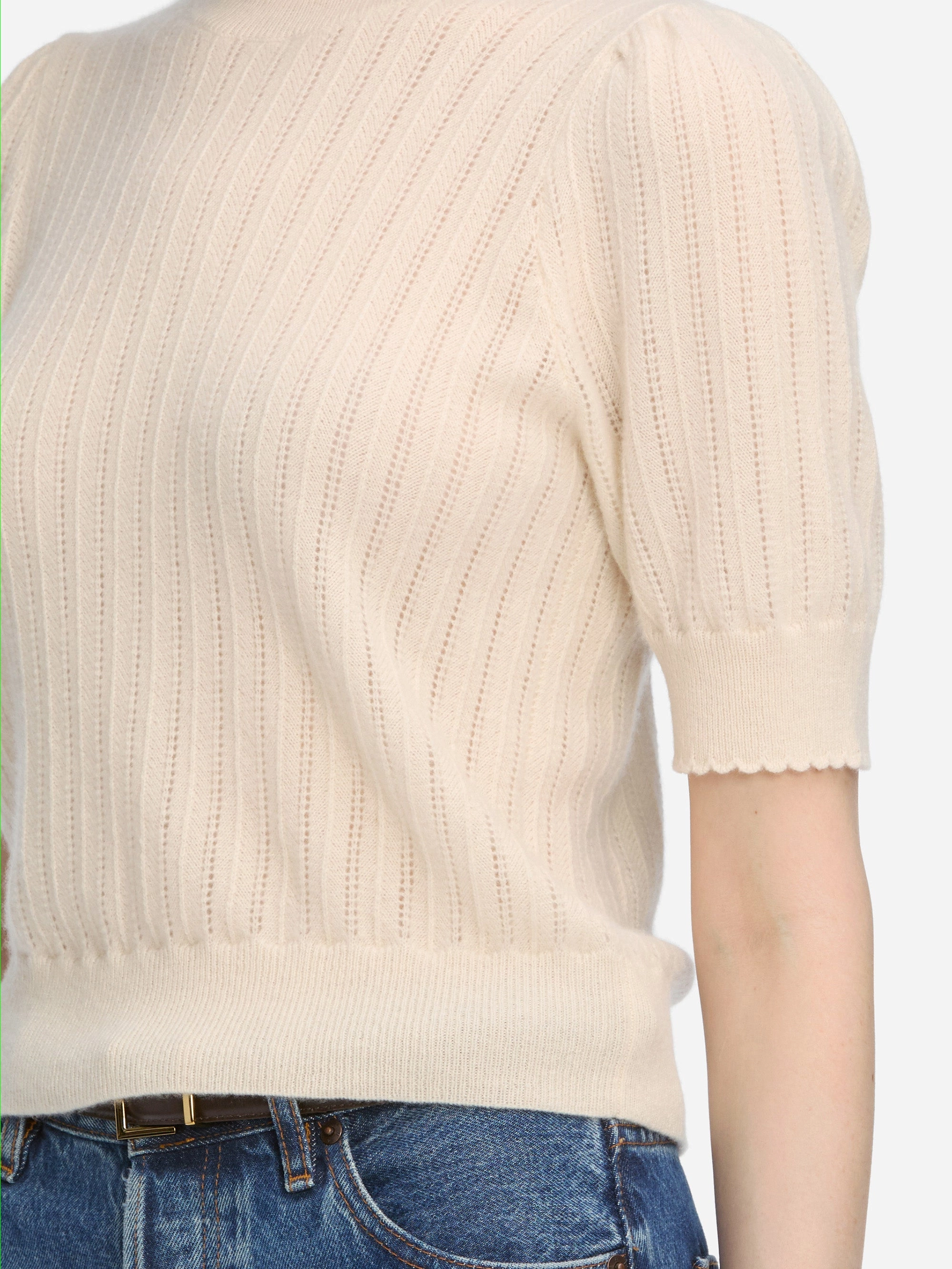 The Ladder Pointelle Sweater -- Cream Cozy and trendy