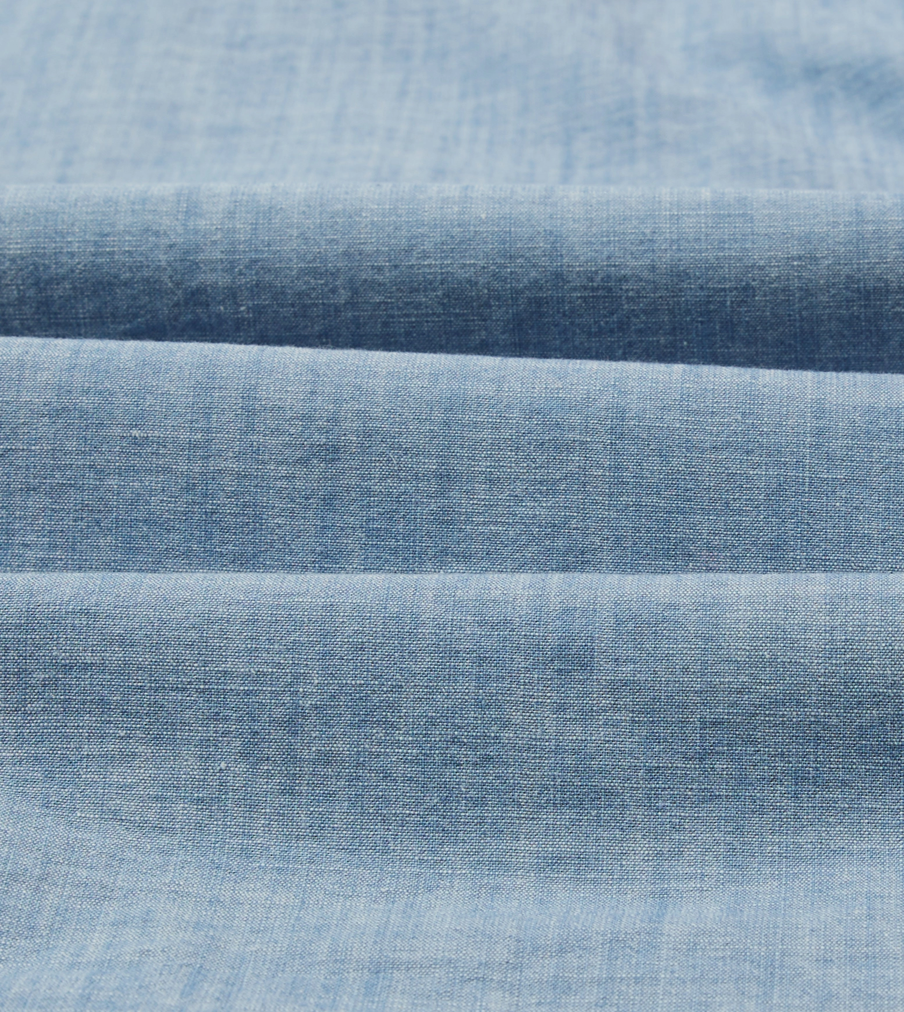 Bleach Wash Chambray Cotton Long Sleeve Cuban Shirt Spring Collection Button Down Design