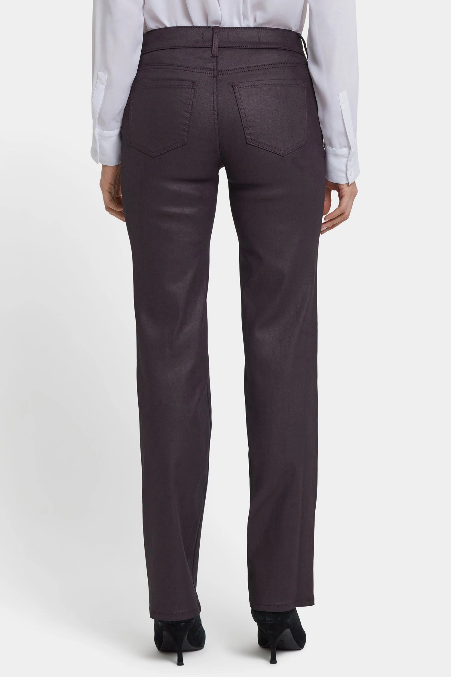 Customizable Fit Coated Marilyn Straight Jeans In Petite - Fig Coated