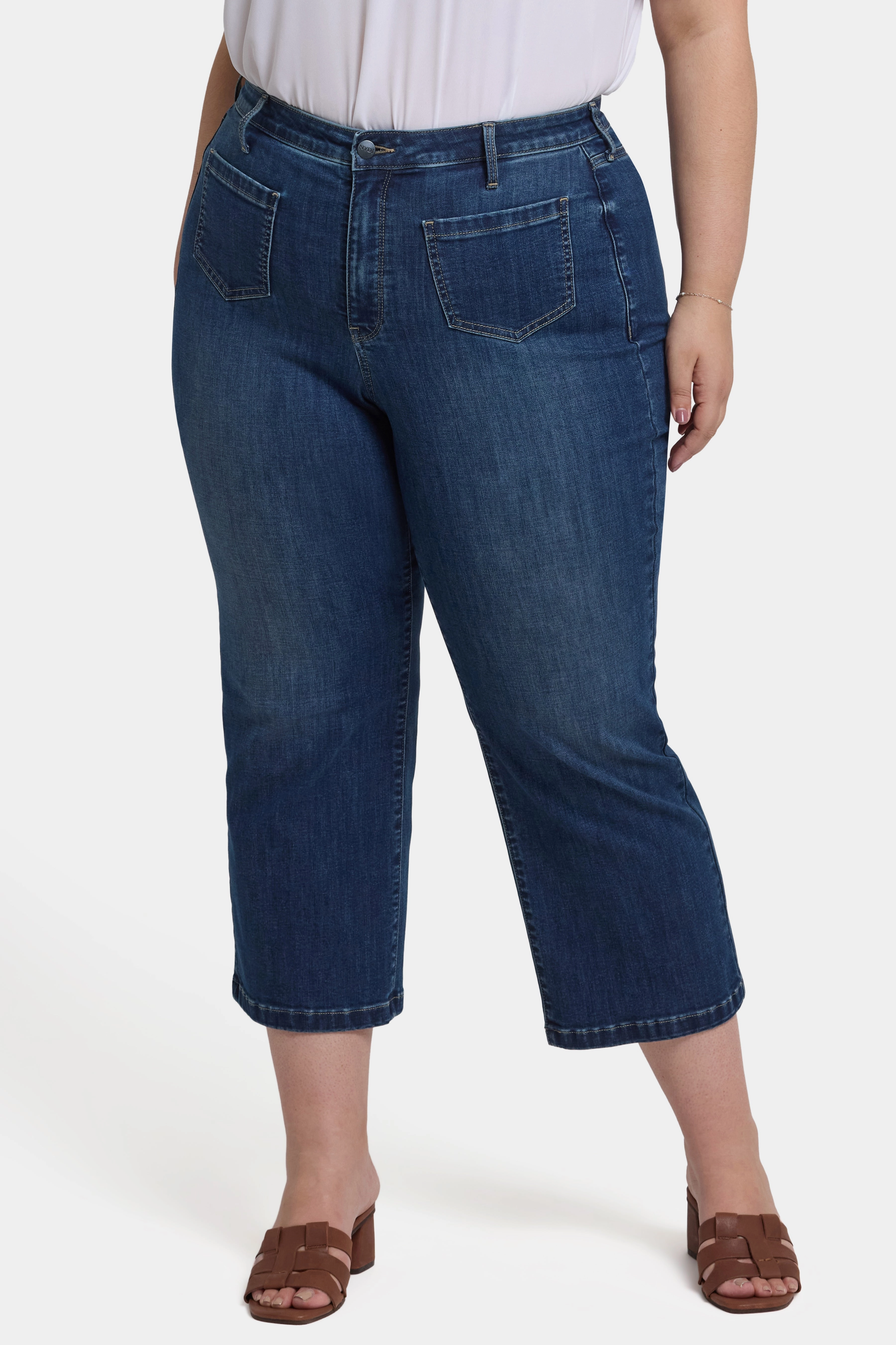 Fit Routine Belt Loop Reinforcement Coco Relaxed Wide Leg Crop Jeans In Plus Size - Rio Rapids