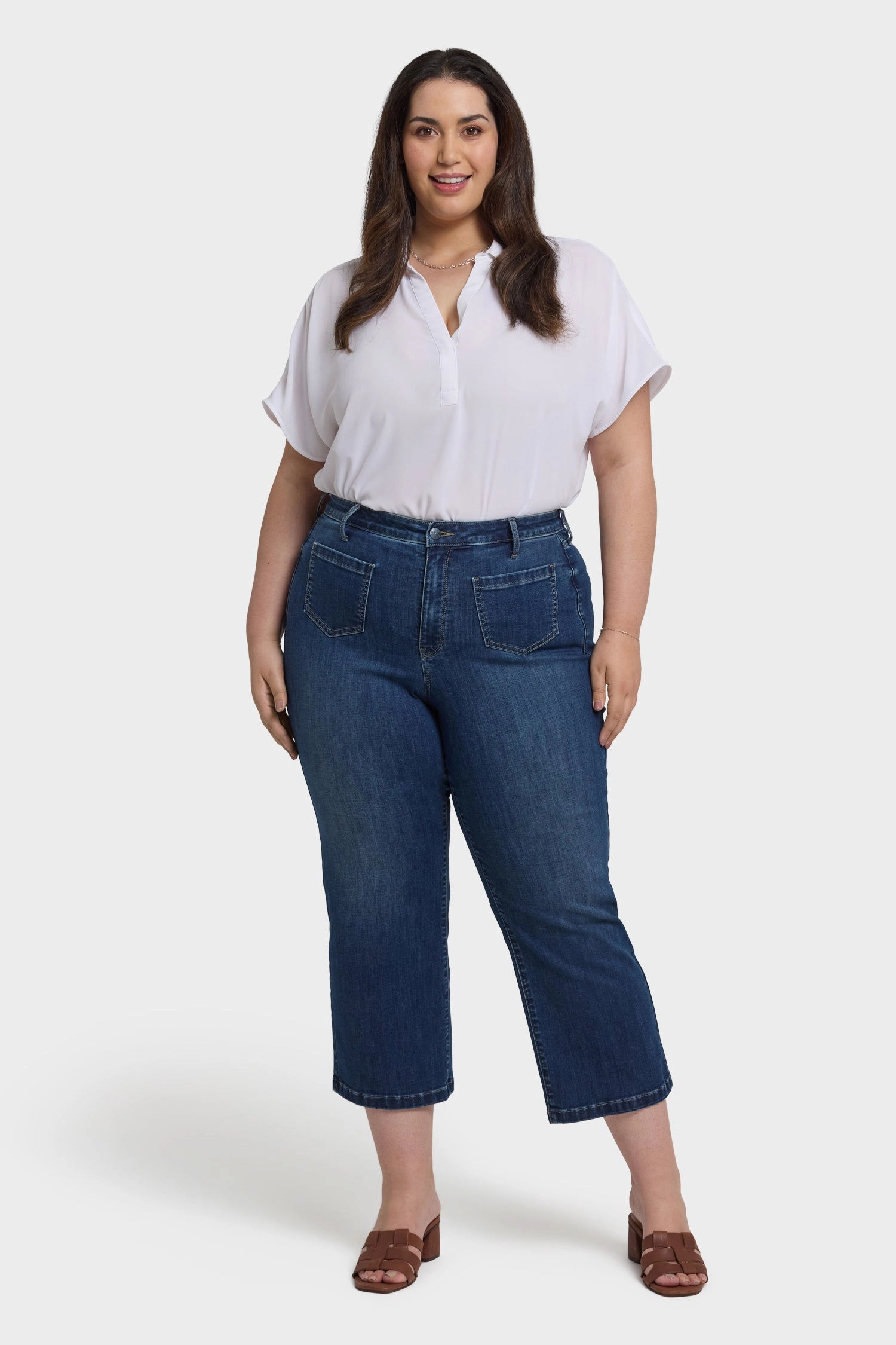 Coco Relaxed Wide Leg Crop Jeans In Plus Size - Rio Rapids Casual Friday Parent Style Travel Outfit