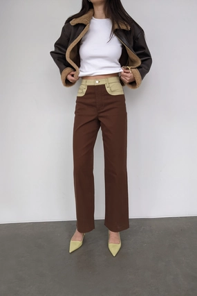 Sporty Function Layered Panel Design COLOUR BLOCK TWILL PANT