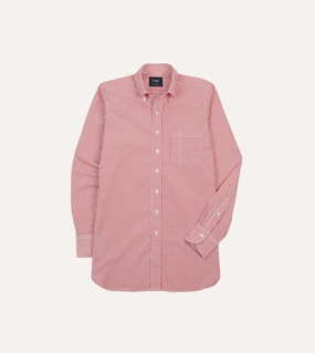 Winter Comfort Red Narrow Stripe Cotton Poplin Button-Down Shirt