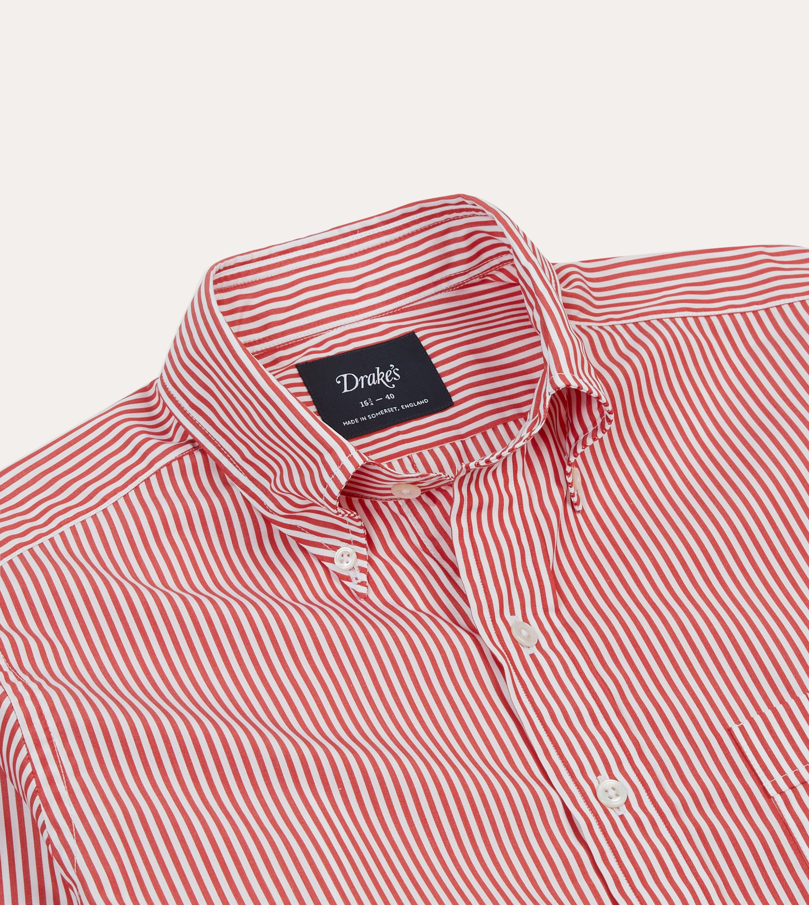 Summer Vibes Relaxed Silhouette Red Narrow Stripe Cotton Poplin Button-Down Shirt
