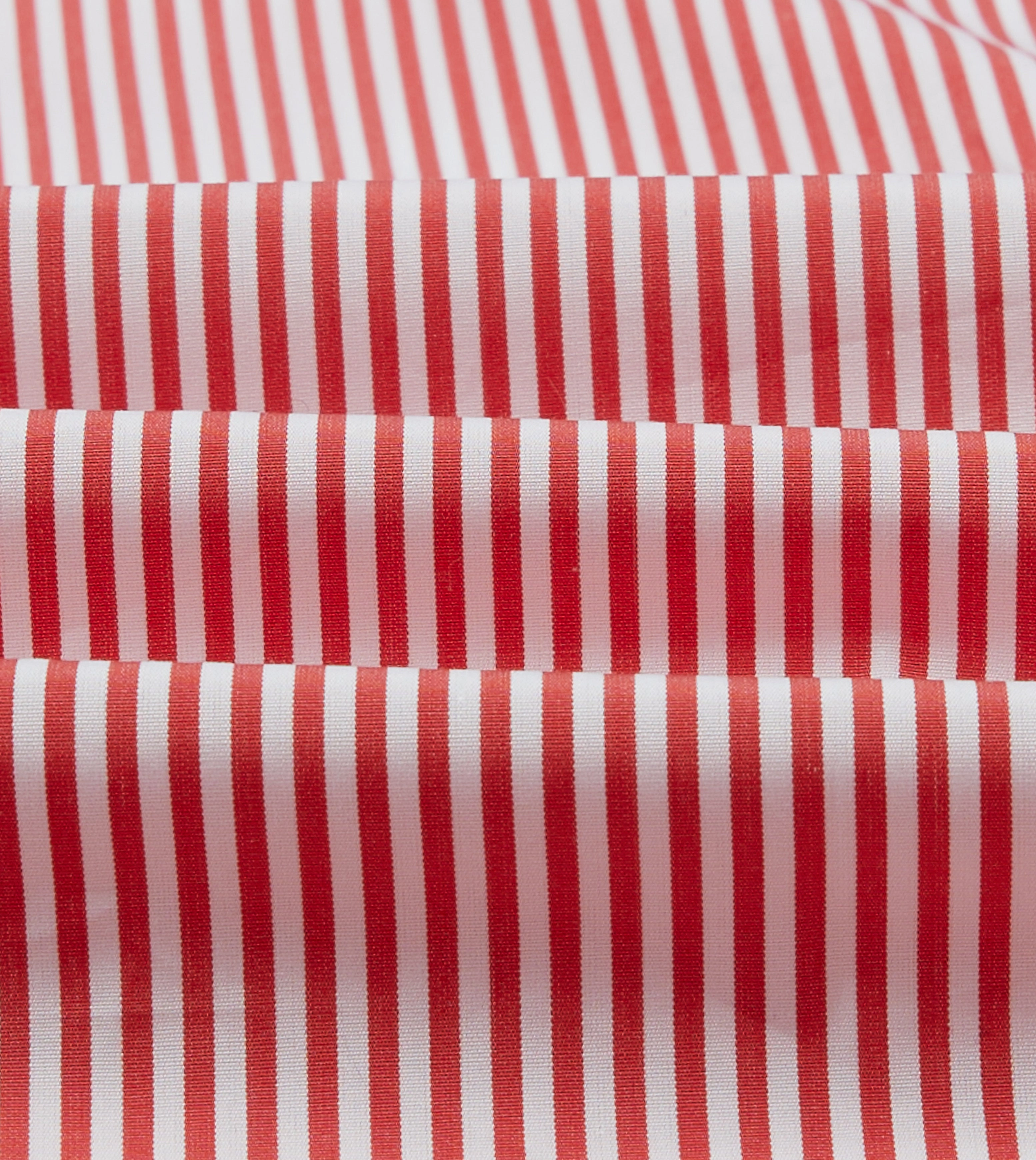 Red Narrow Stripe Cotton Poplin Button-Down Shirt Seamless Sides Year-Round Wear