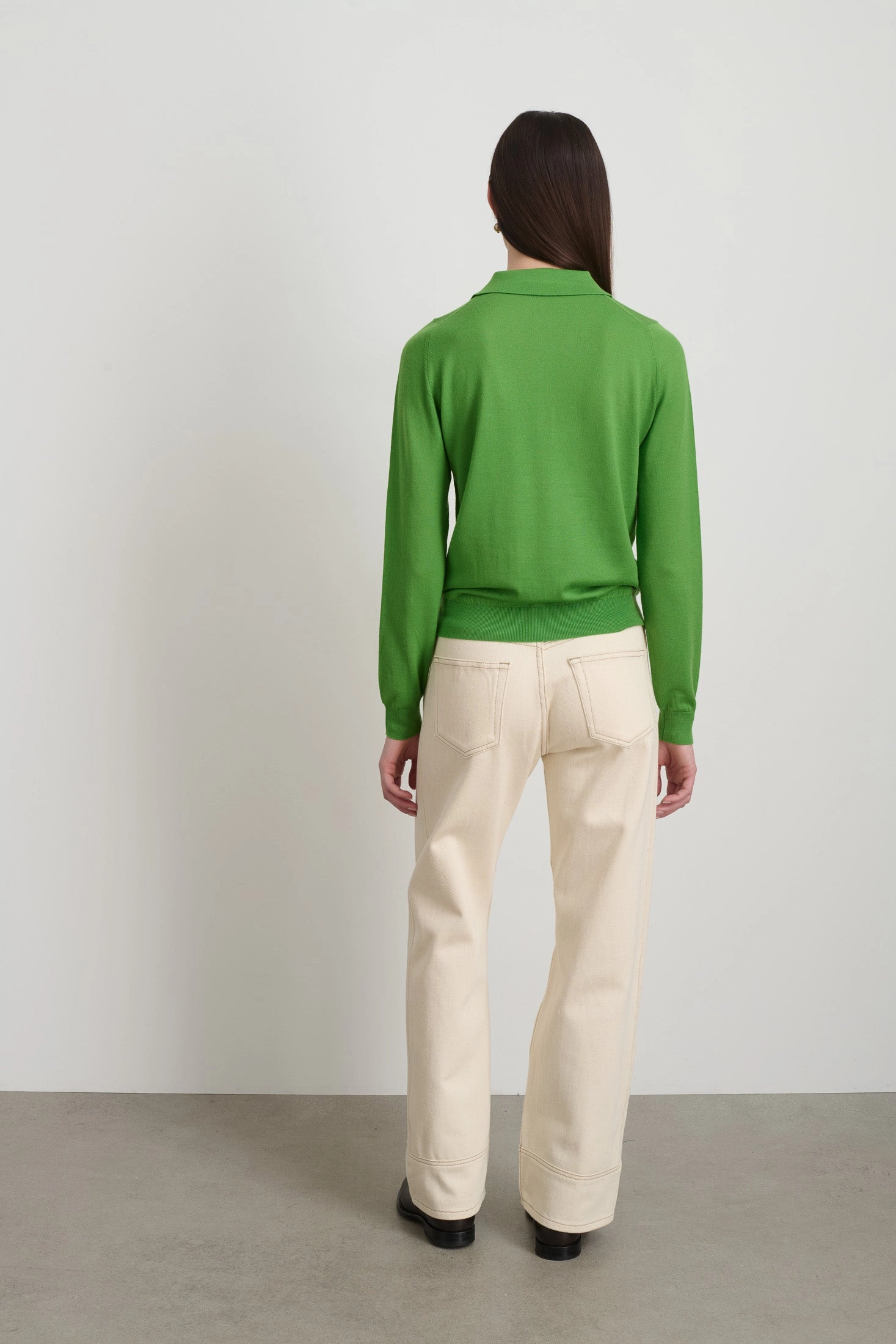 Sophisticated Knit Sleek Wear Knit Polo Green Merino Wool