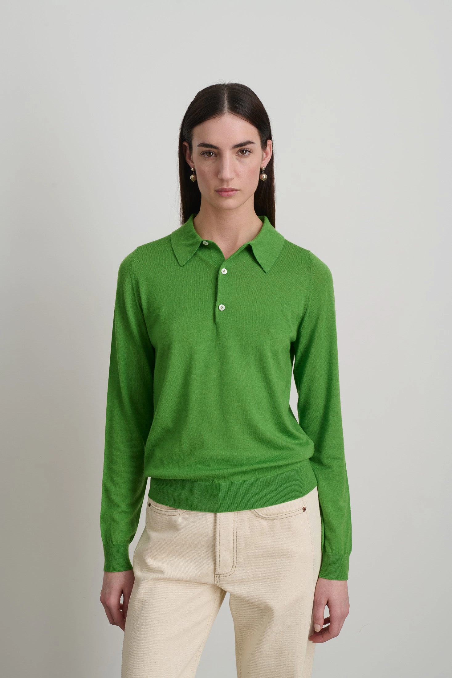 Comfy Vibe Breathable knit Knit Polo Green Merino Wool