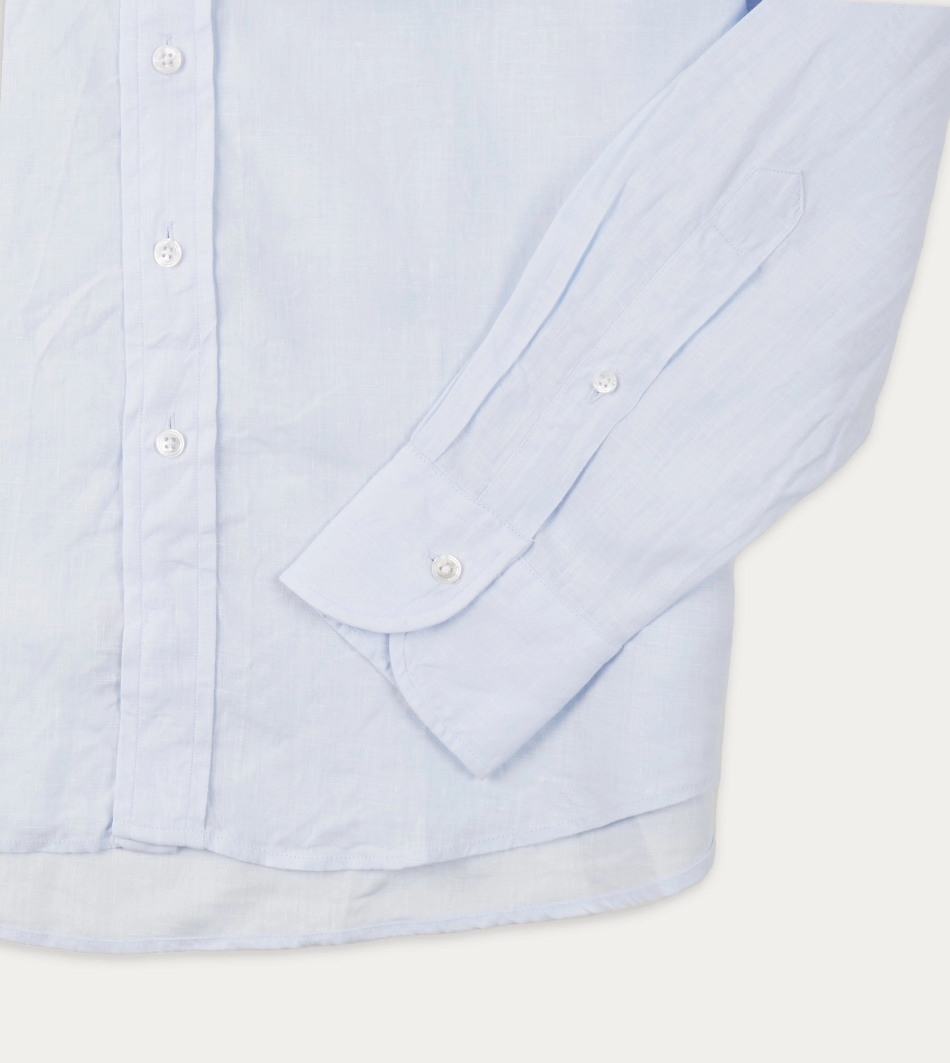 Light Blue Linen Spread Collar Shirt Premium Fabric