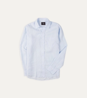 Essential Layer Light Blue Linen Spread Collar Shirt