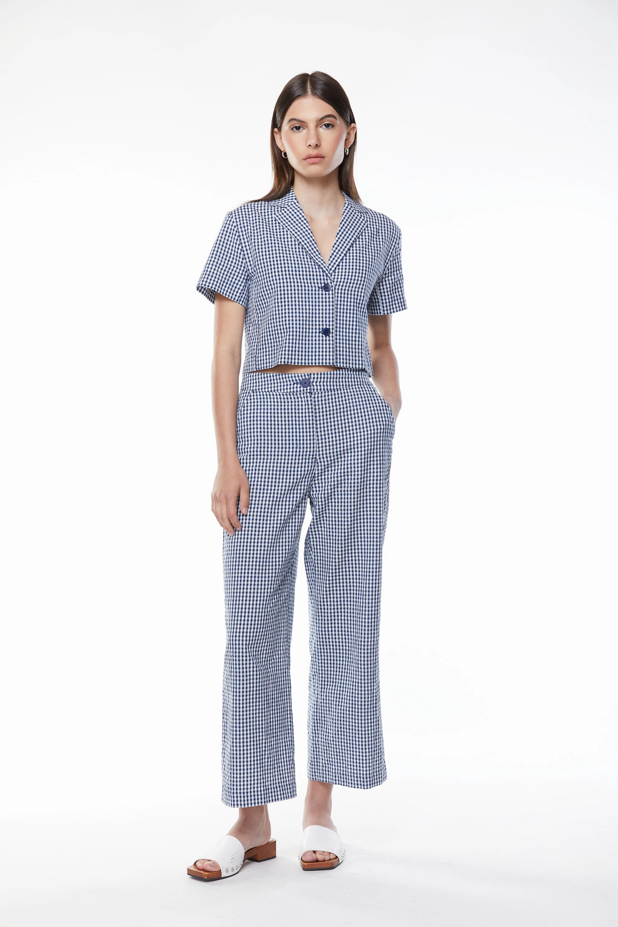 Flared bottom Heat Control GINGHAM PANTS