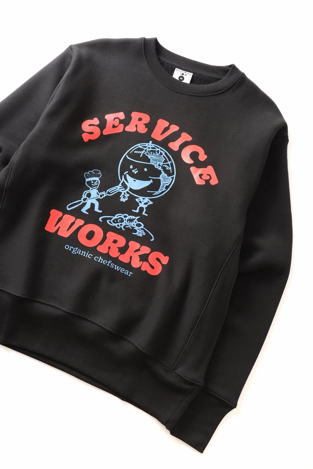 Service Works - Organic Chefswear Crewneck - Black Flexible Ribbed Trim Warm Layer