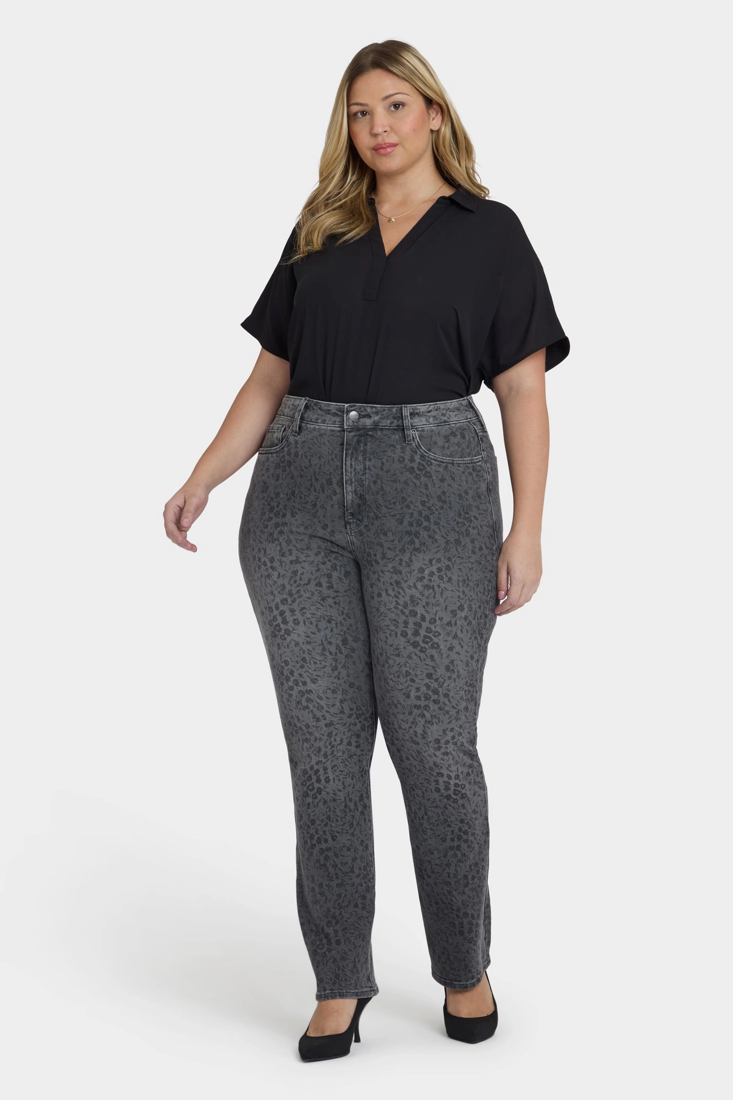 Marilyn Straight Jeans In Plus Size - Grey Daniela Ditsy Durable Minimalist Style Party Look Modern Cut