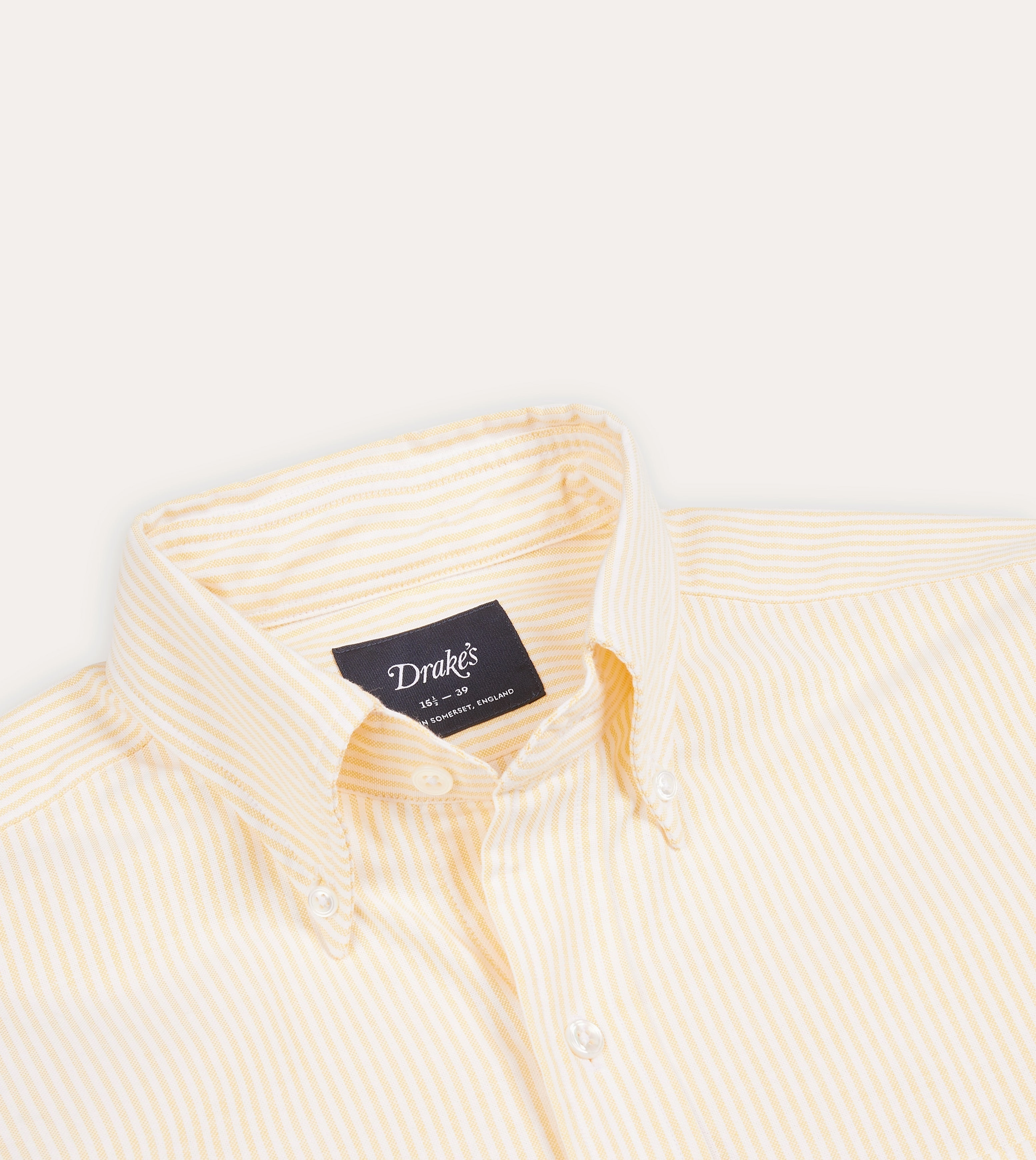 Yellow Ticking Stripe Cotton Oxford Cloth Button-Down Shirt Comfy Wear