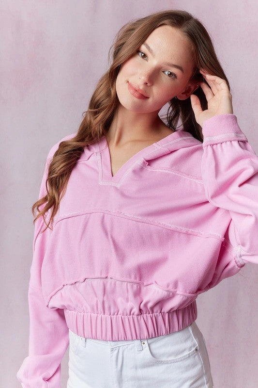 French Terry Cut Edge Detailed Hooded Sweatshirt Cozy Street Minimal Comfort