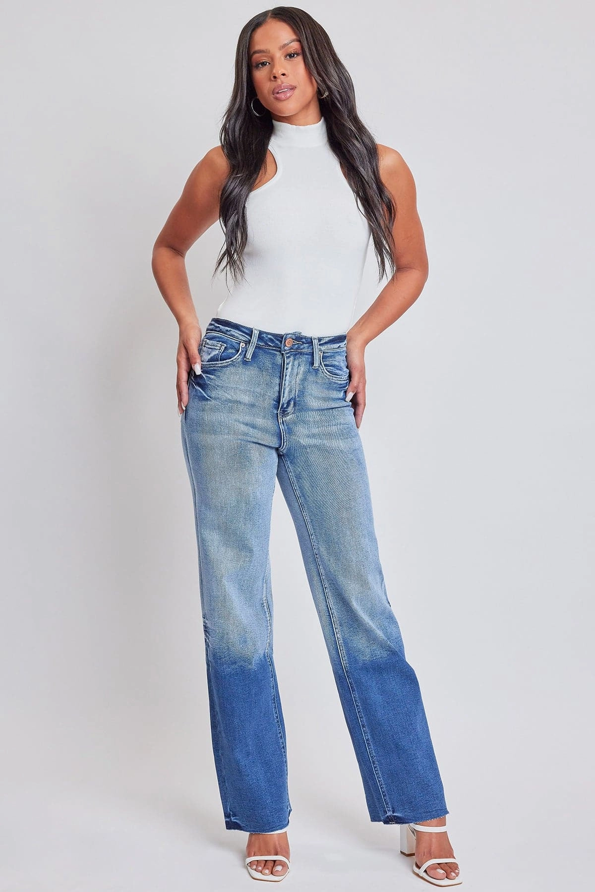 Women's Luxe Straight Leg Premium Stretch Jeans City Walk Comfy Weekend Getaway