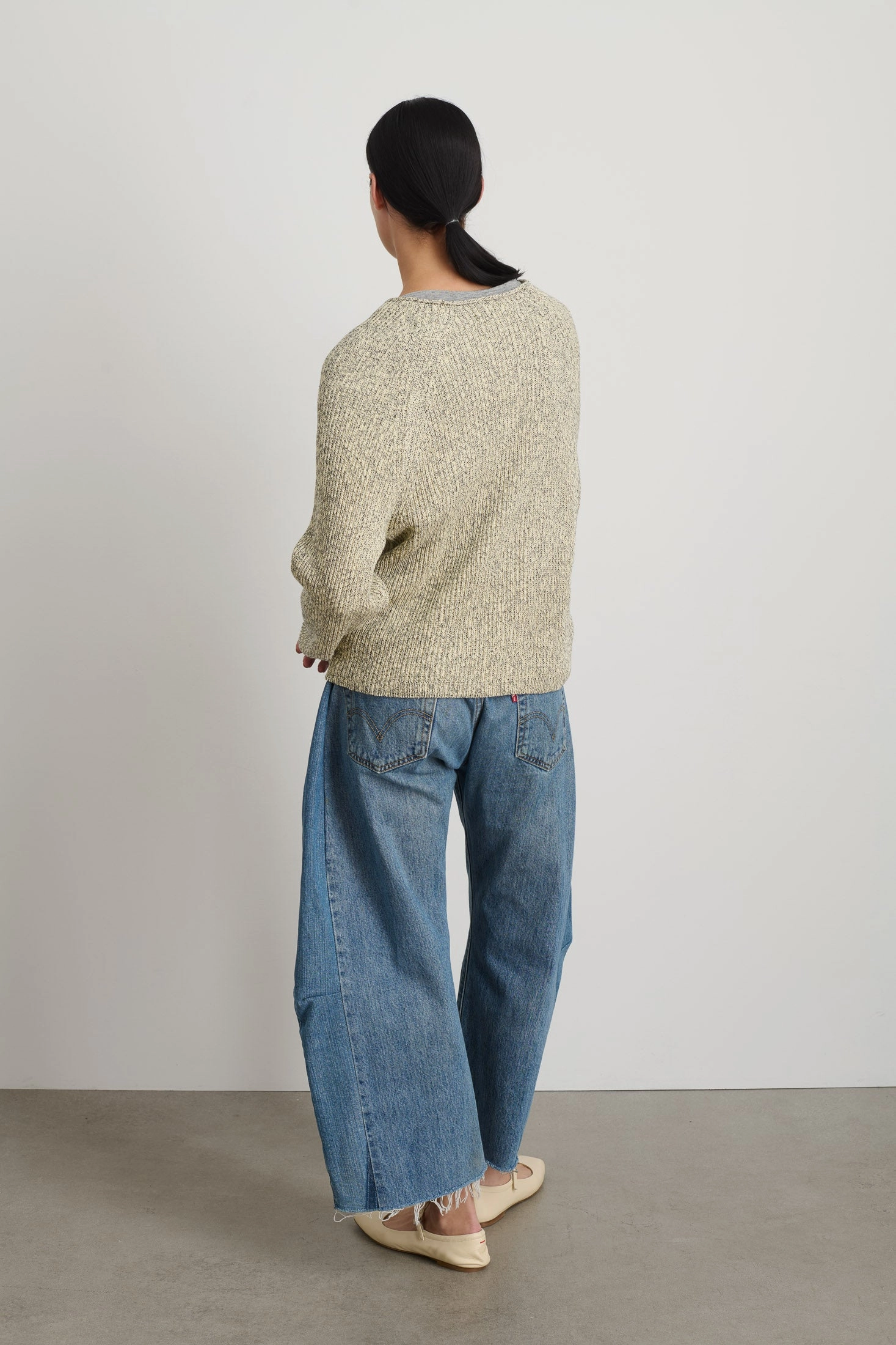 Roll Neck Shaker Stitch Pullover Ecru / Black Quick Style