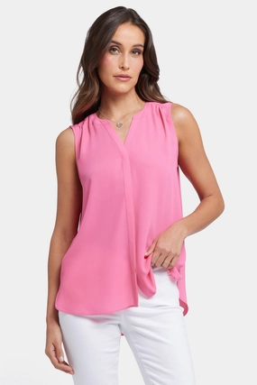 Lightweight Layers Sleeveless Pintuck Blouse - Honeysuckle