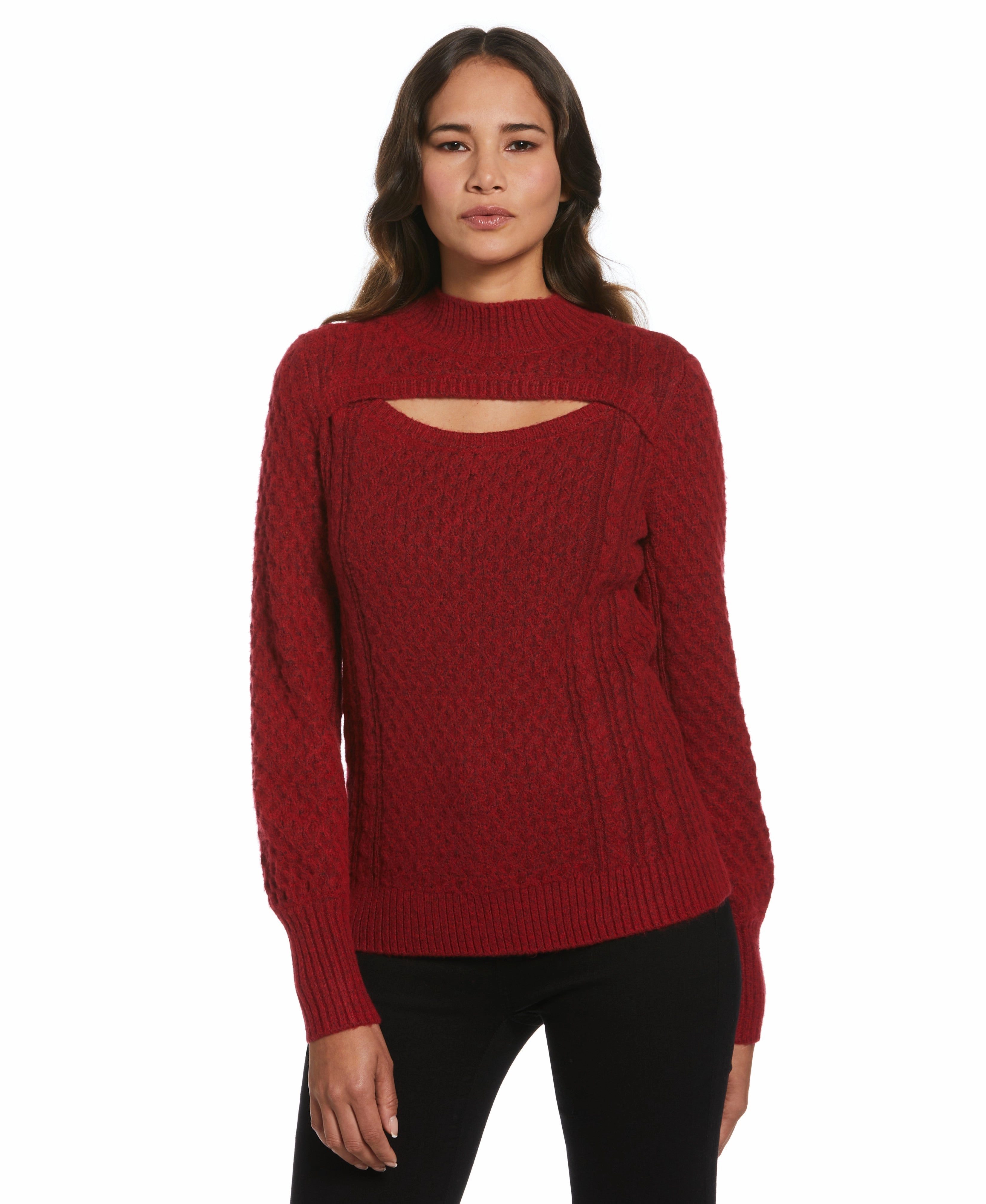 Fashion Ready Cut-Out Cable Knit Sweater