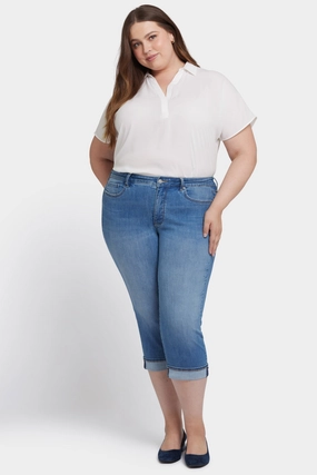Lightweight Feel Beach Day Winter Warmth Classic Marilyn Straight Crop Jeans In Plus Size - Water Canyon