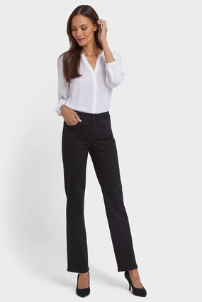 Marilyn Straight Jeans In Petite - Black Rinse Popular Staple Utility Look
