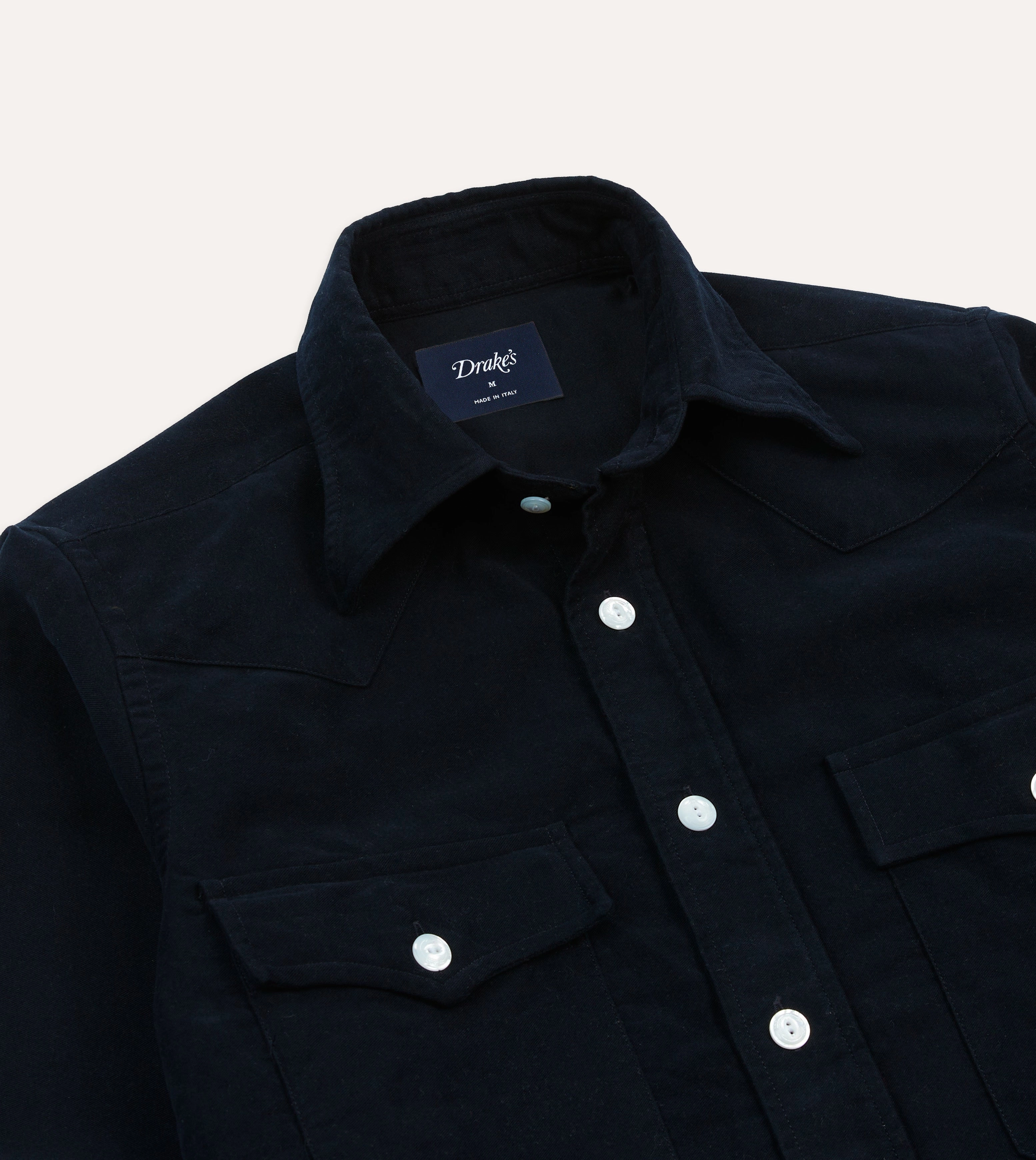 Navy Moleskin Two-Pocket Western Shirt Inner Layer