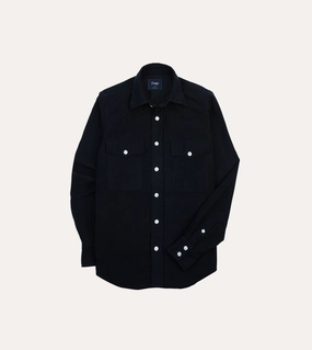Abrasion Resistant Edges Navy Moleskin Two-Pocket Western Shirt