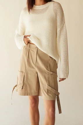 COTTON NYLON TWILL CARGO SHORT Slim Fit Design Weekend Style