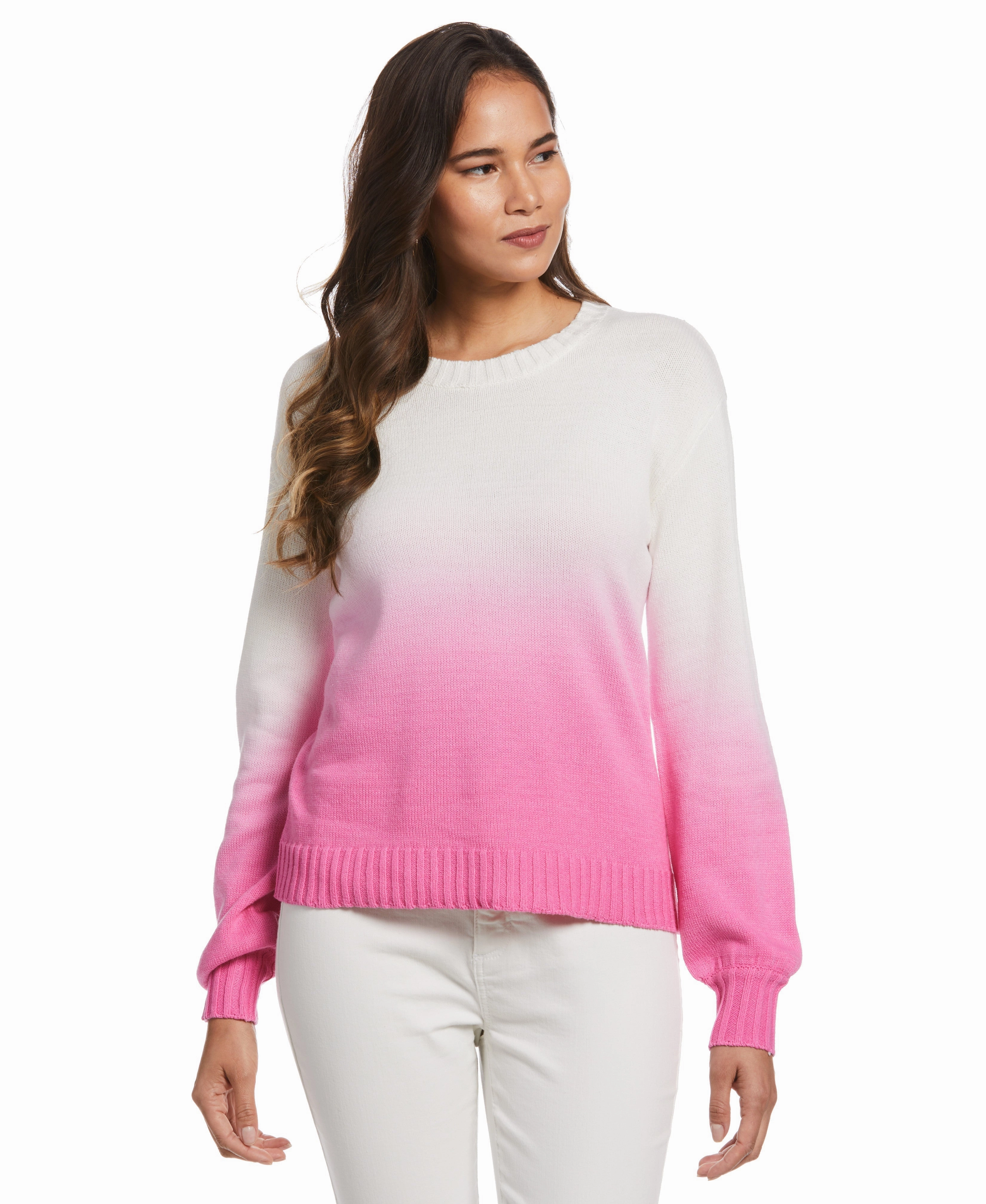 Ribbed cuff Plus Size Ombre Pullover Sweater