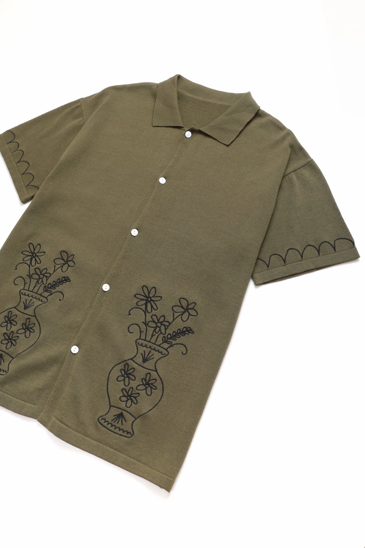 Service Works - Knitted Vase Shirt - Olive Comfy Feel Trendy Wardrobe