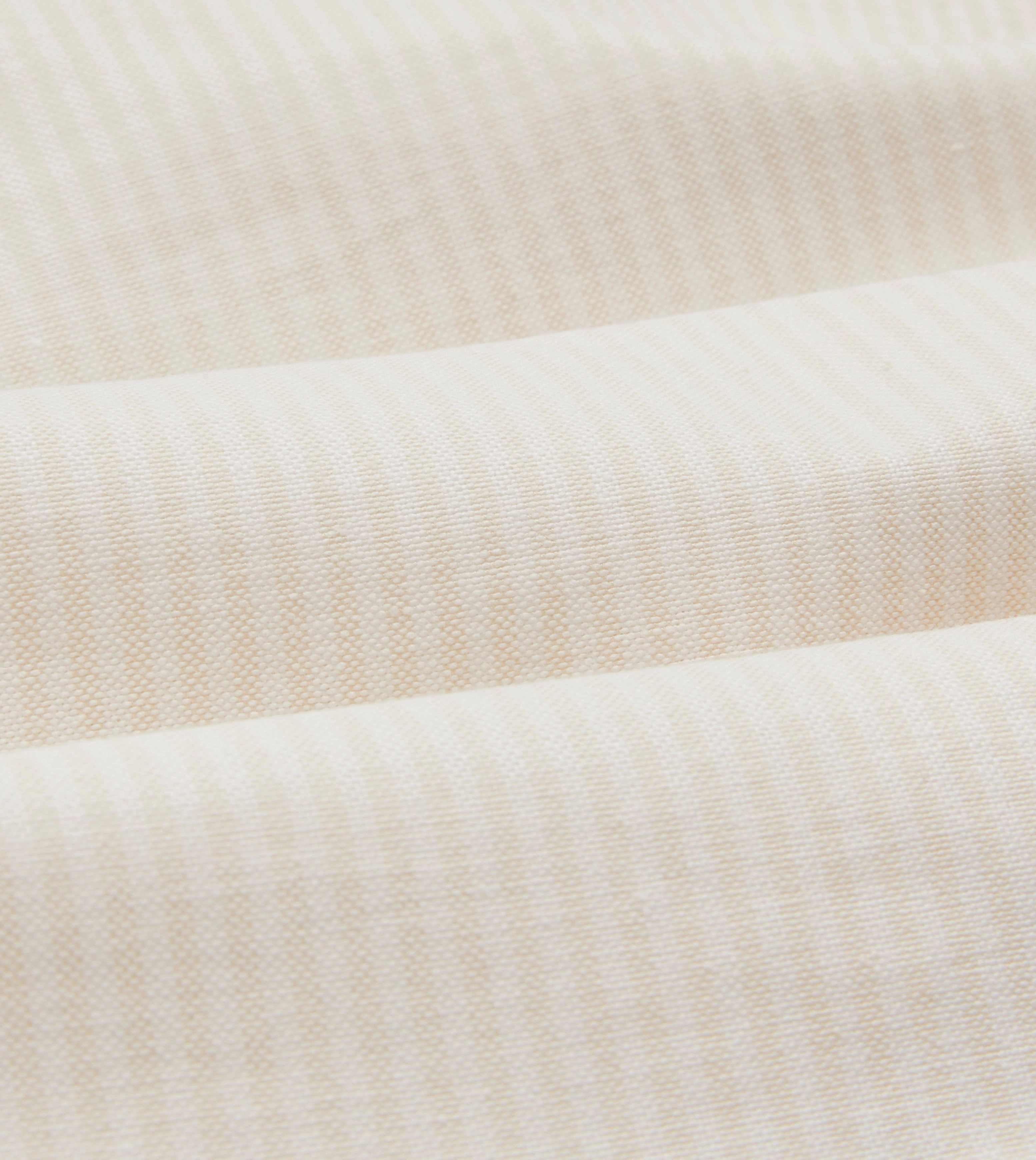 Thermal regulation Breathable Underarm Vents Cream Ticking Stripe Cotton Oxford Cloth Button-Down Shirt