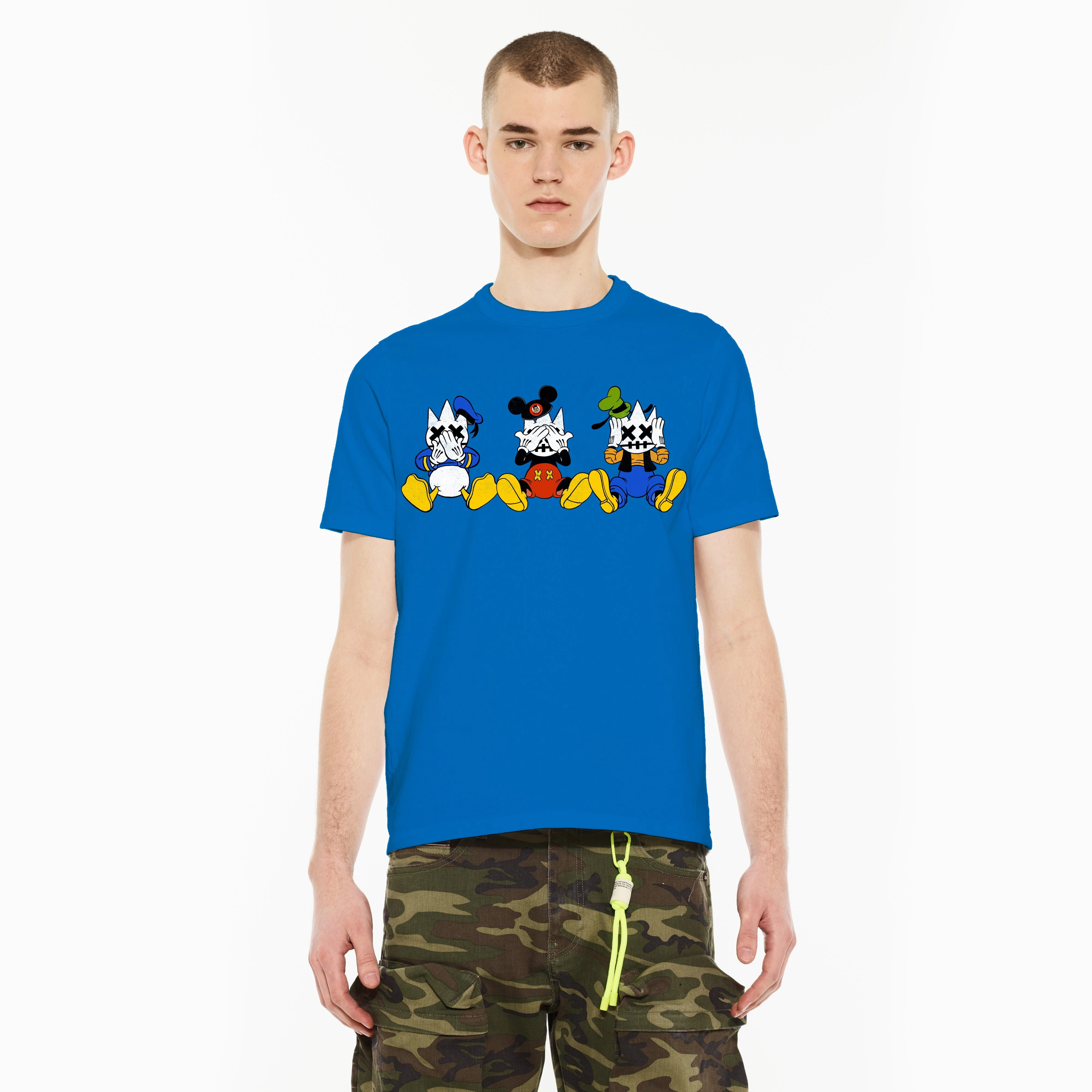 Cult's Crew Neck T - See, Speak, Hear No Evil in Lapis Blue Fresh Look