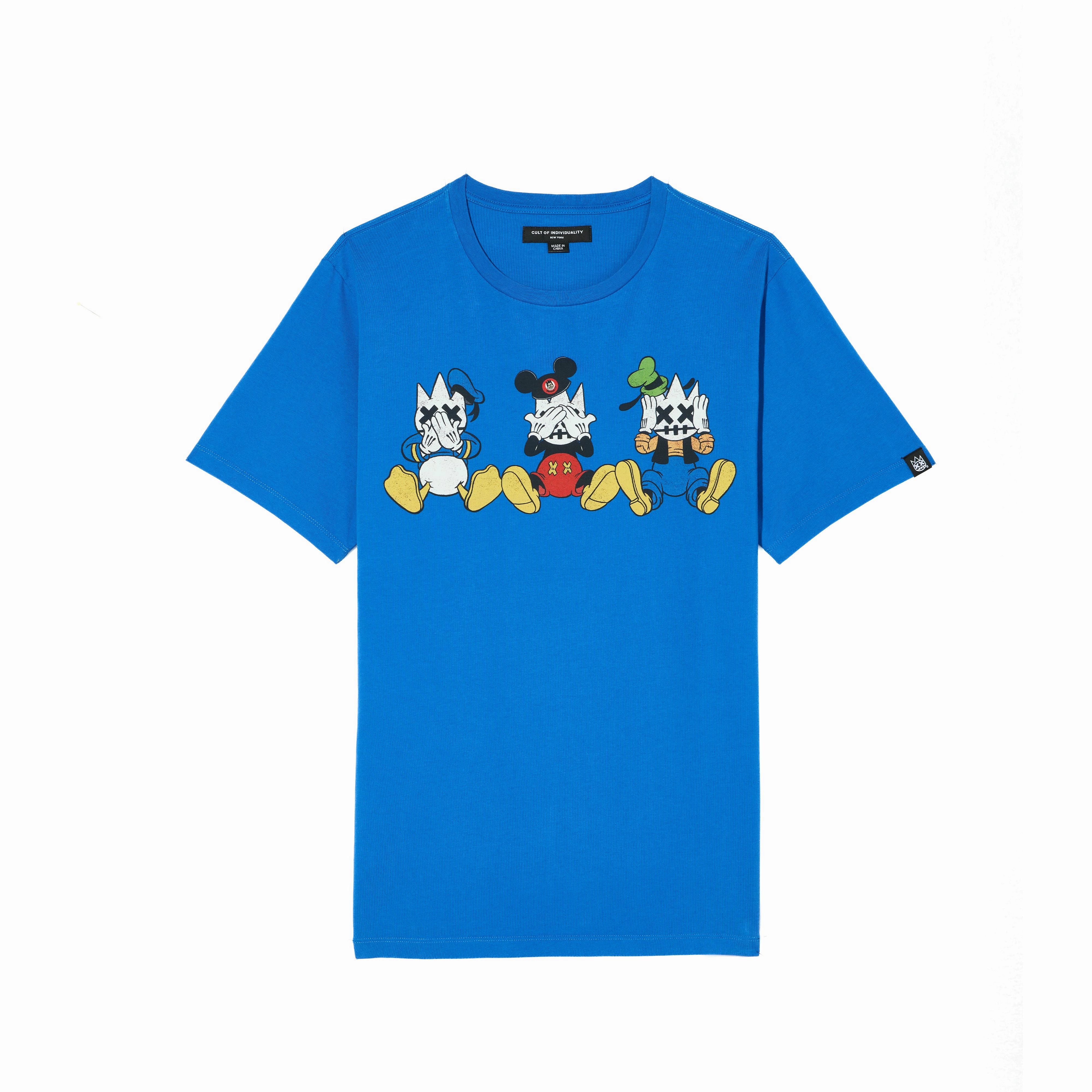 Casual Chic Cult's Crew Neck T - See, Speak, Hear No Evil in Lapis Blue