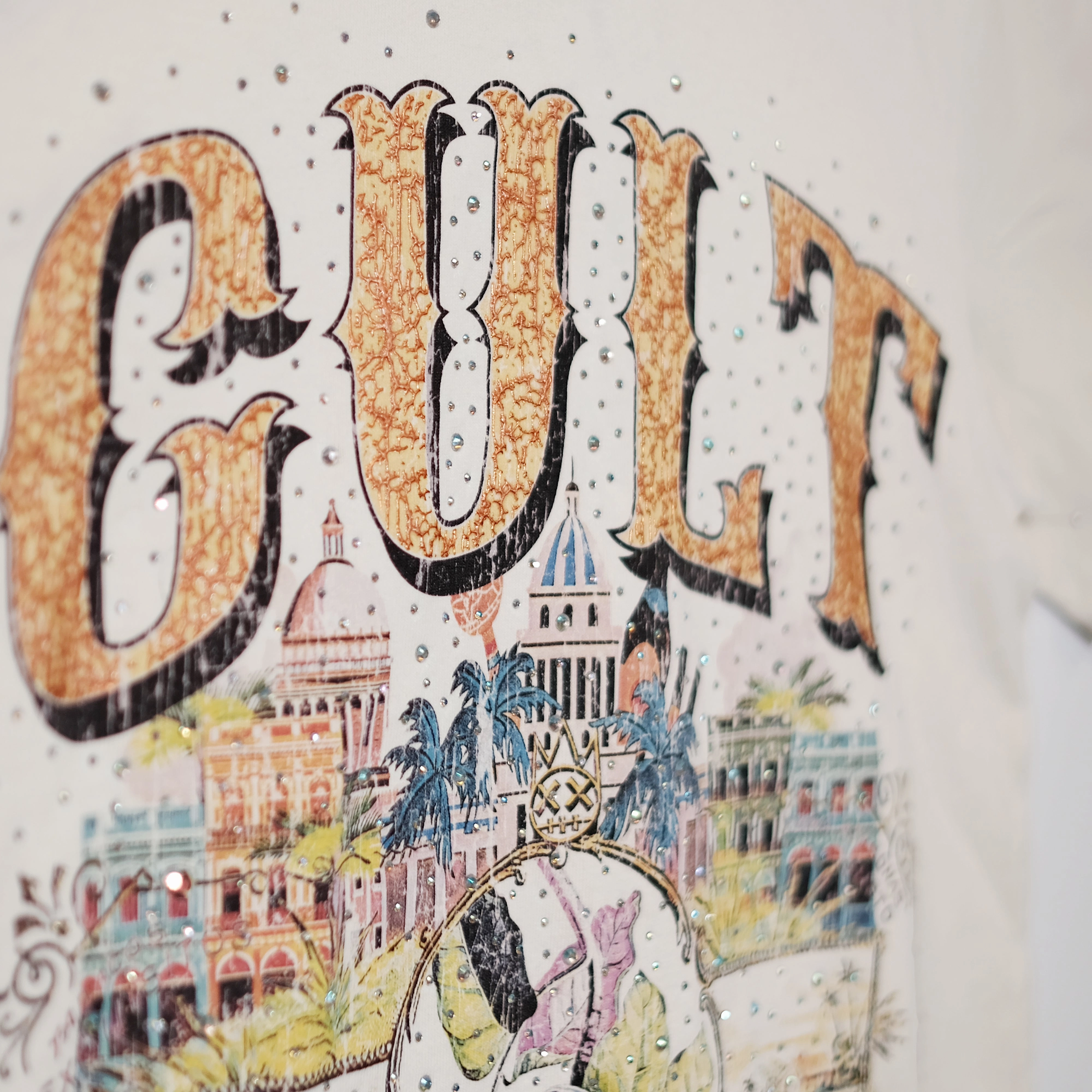 NonIrritating Fabric Cult's Crystallized Limited Edition Heavyweight Short Sleeve Crew Neck Tee "Cuba" in Winter White