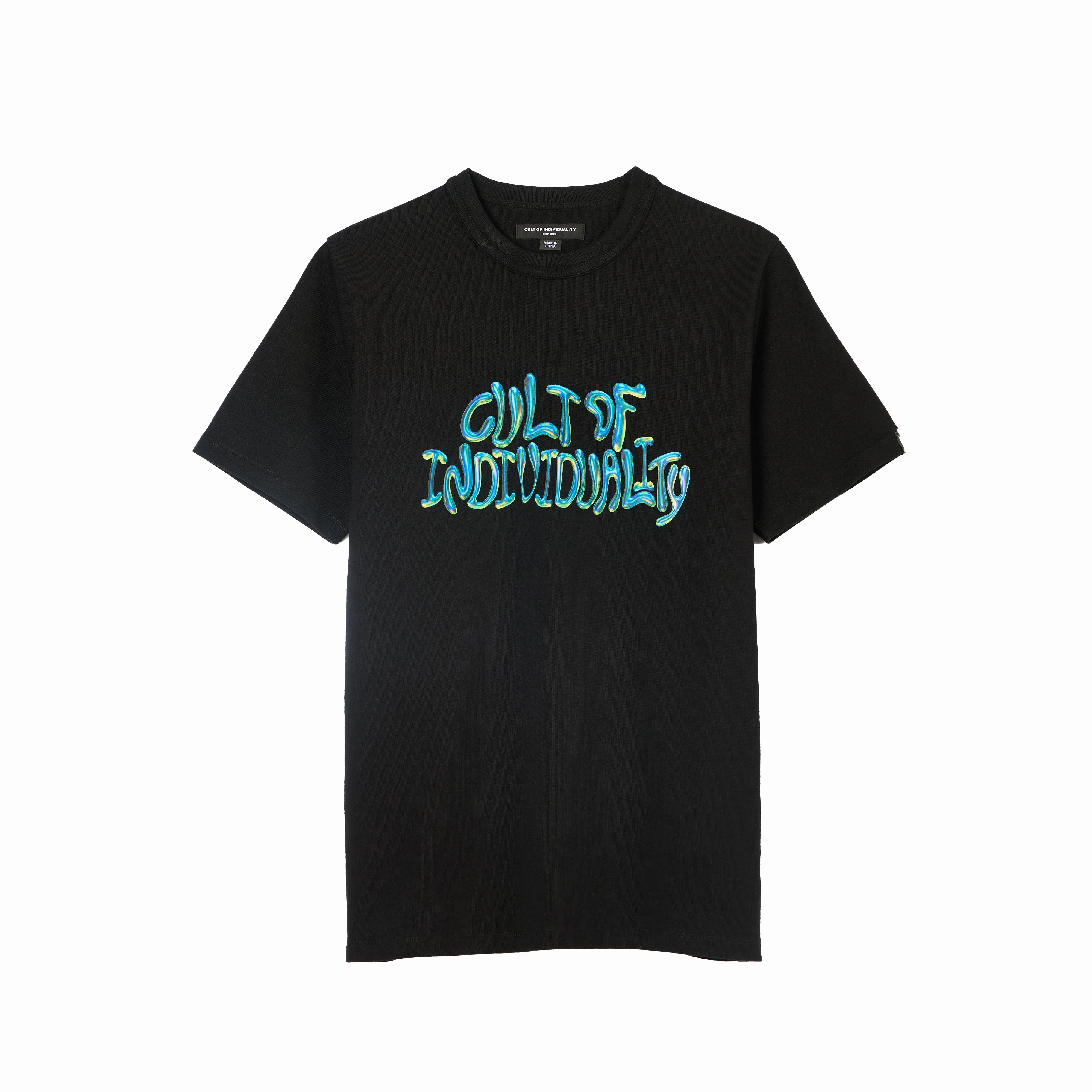 Indoor Event Effortless Vibe Cult's Heavyweight Short Sleeve Crew Neck Tee "Bubble Logo" in Black