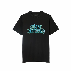 Indoor Event Effortless Vibe Cult's Heavyweight Short Sleeve Crew Neck Tee "Bubble Logo" in Black