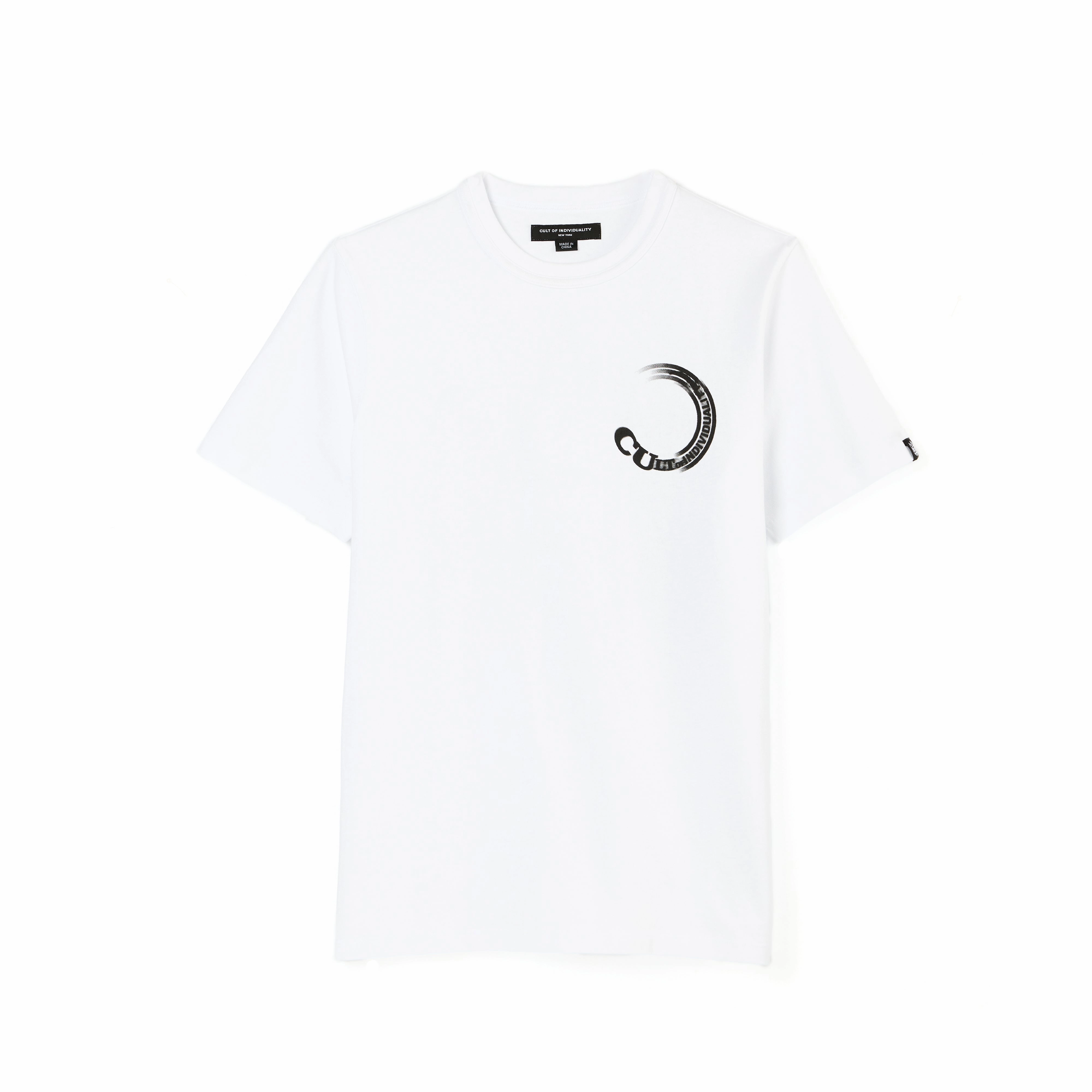 Cult's Heavyweight Short Sleeve Crew Neck Tee "Gradient Logo" in White Relax Fit Design Flexible Neckband