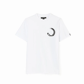 Cult's Heavyweight Short Sleeve Crew Neck Tee "Gradient Logo" in White Relax Fit Design Flexible Neckband