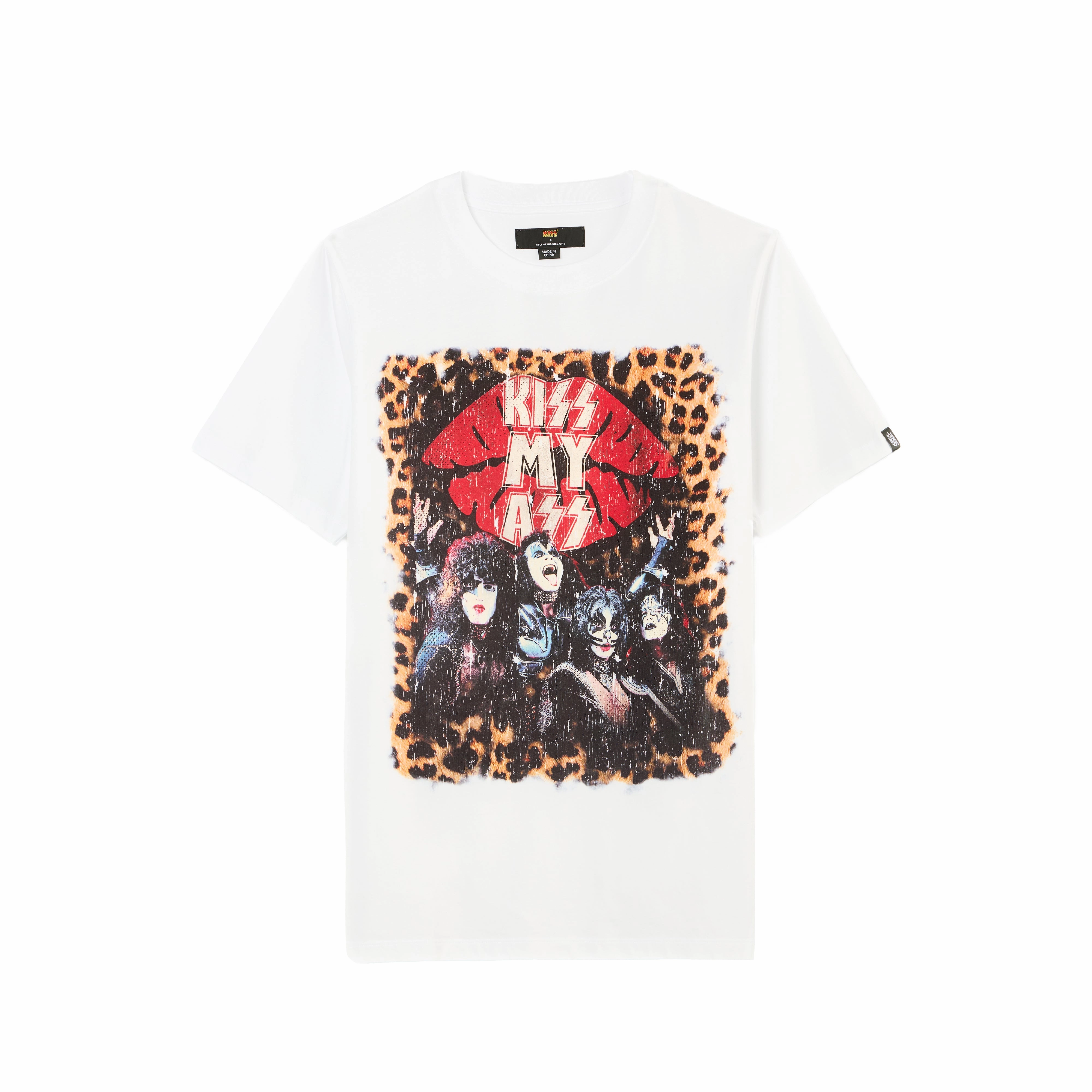 Kids playfulness Cult's Heavyweight Short Sleeve Crew Neck Tee "Kiss Rock N Roll" in White