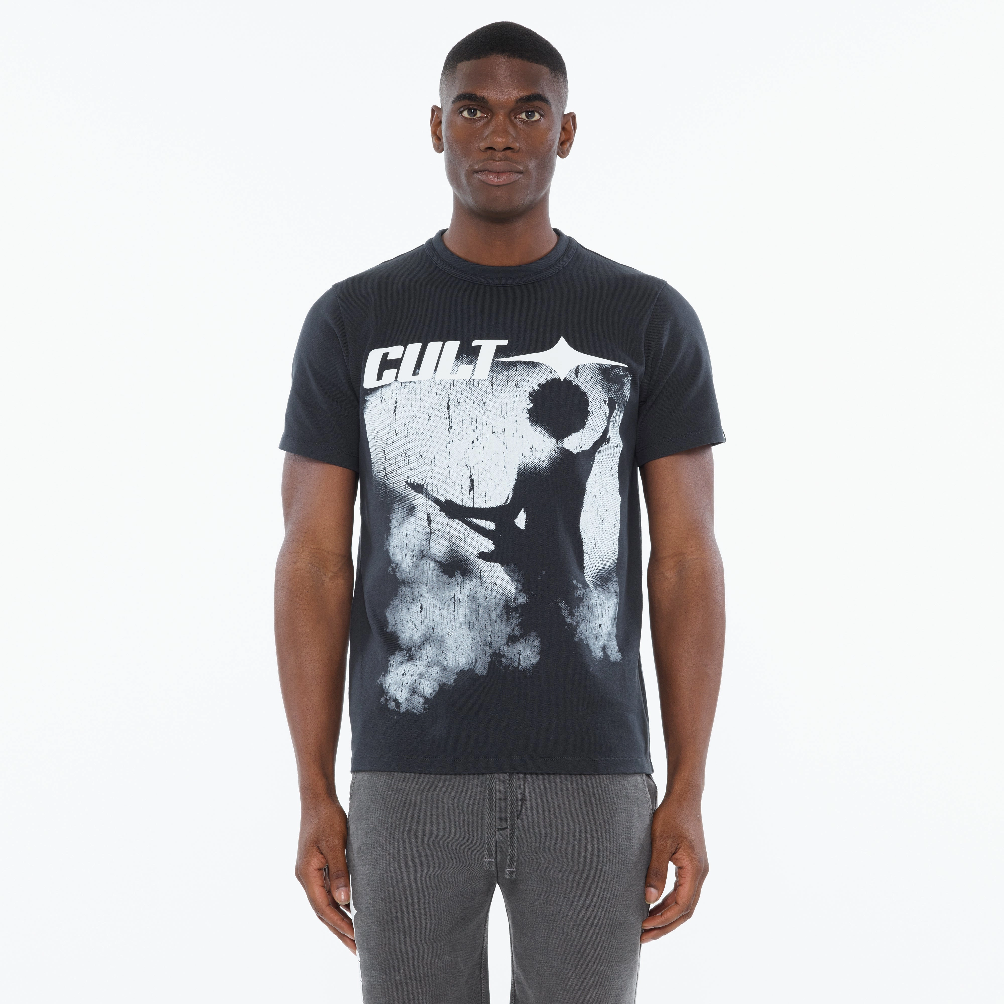 Cult's Heavyweight Short Sleeve Crew Neck Tee "More Than Music" in Steel Easygoing Wear