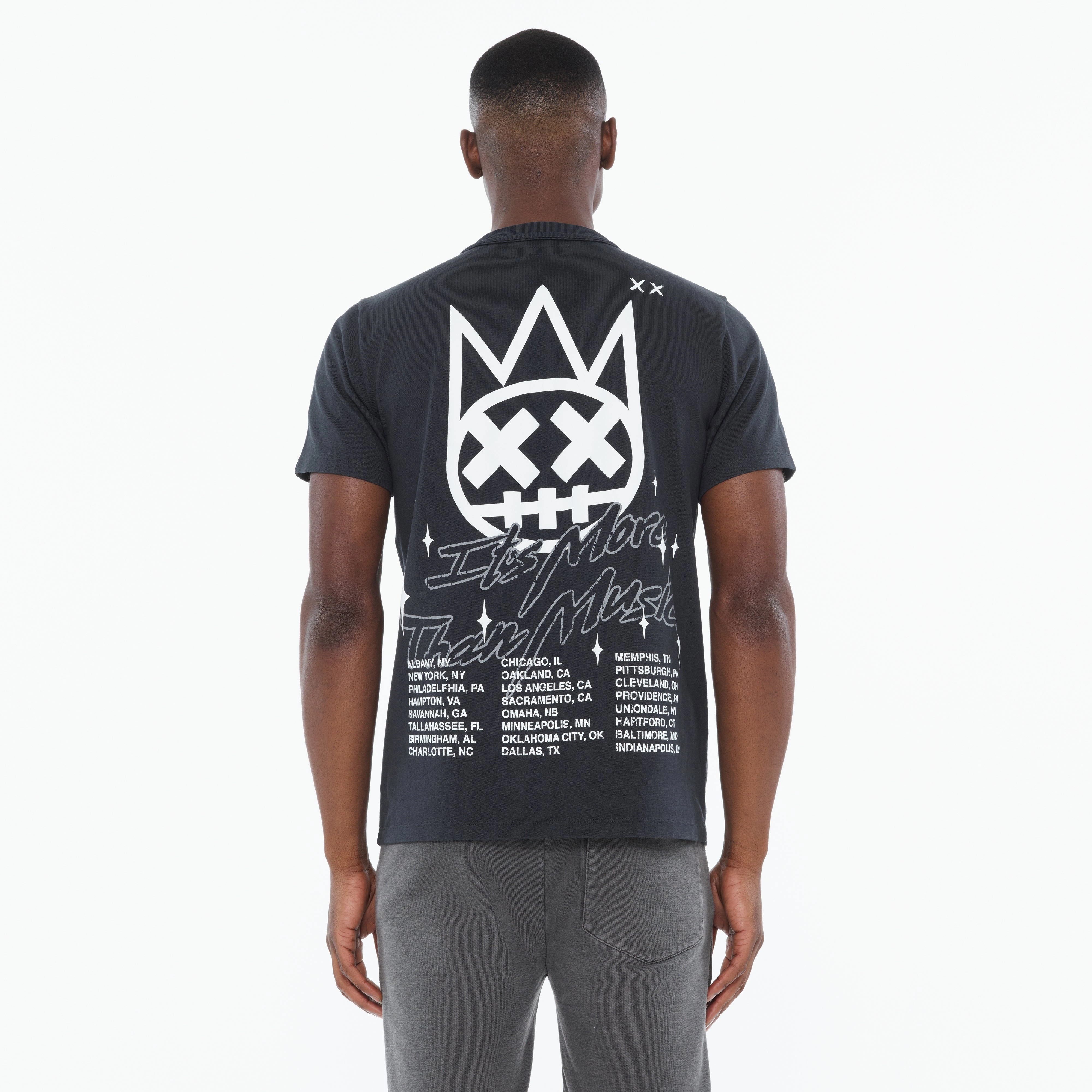 Cult's Heavyweight Short Sleeve Crew Neck Tee "More Than Music" in Steel Fashionable Fit UltraSoftBrushedInterior