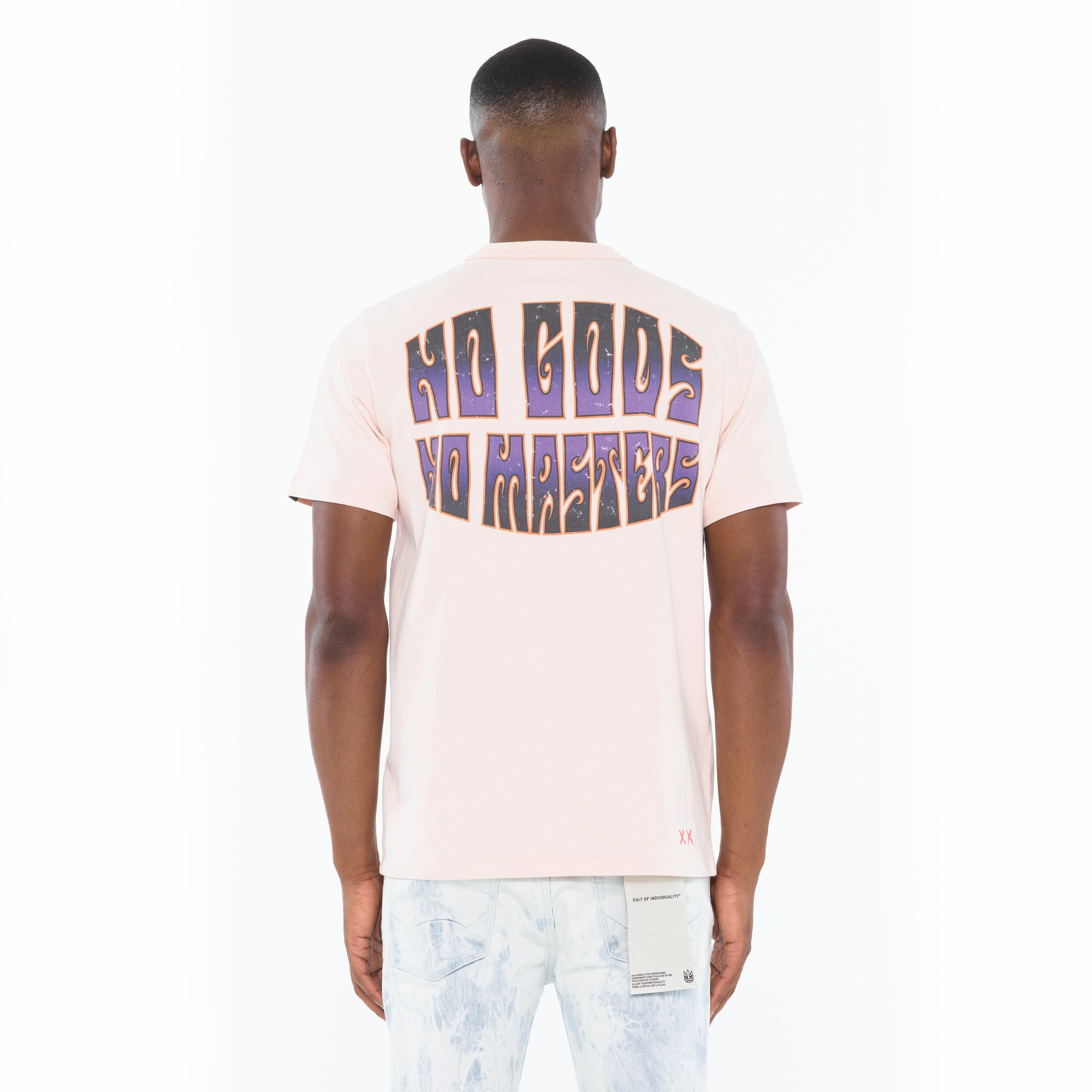 Everyday Fashion HighThreadCount Cult's Heavyweight Short Sleeve Crew Neck Tee "Orthrus" in Powder Pink