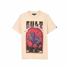 Anti Pilling Surface Cult's Heavyweight Short Sleeve Crew Neck Tee "Orthrus" in Powder Pink