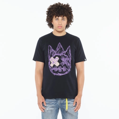 Cult's Heavyweight Short Sleeve Crew Neck Tee "Shattered Logo" in Black Water Based Ink Chill Vibe