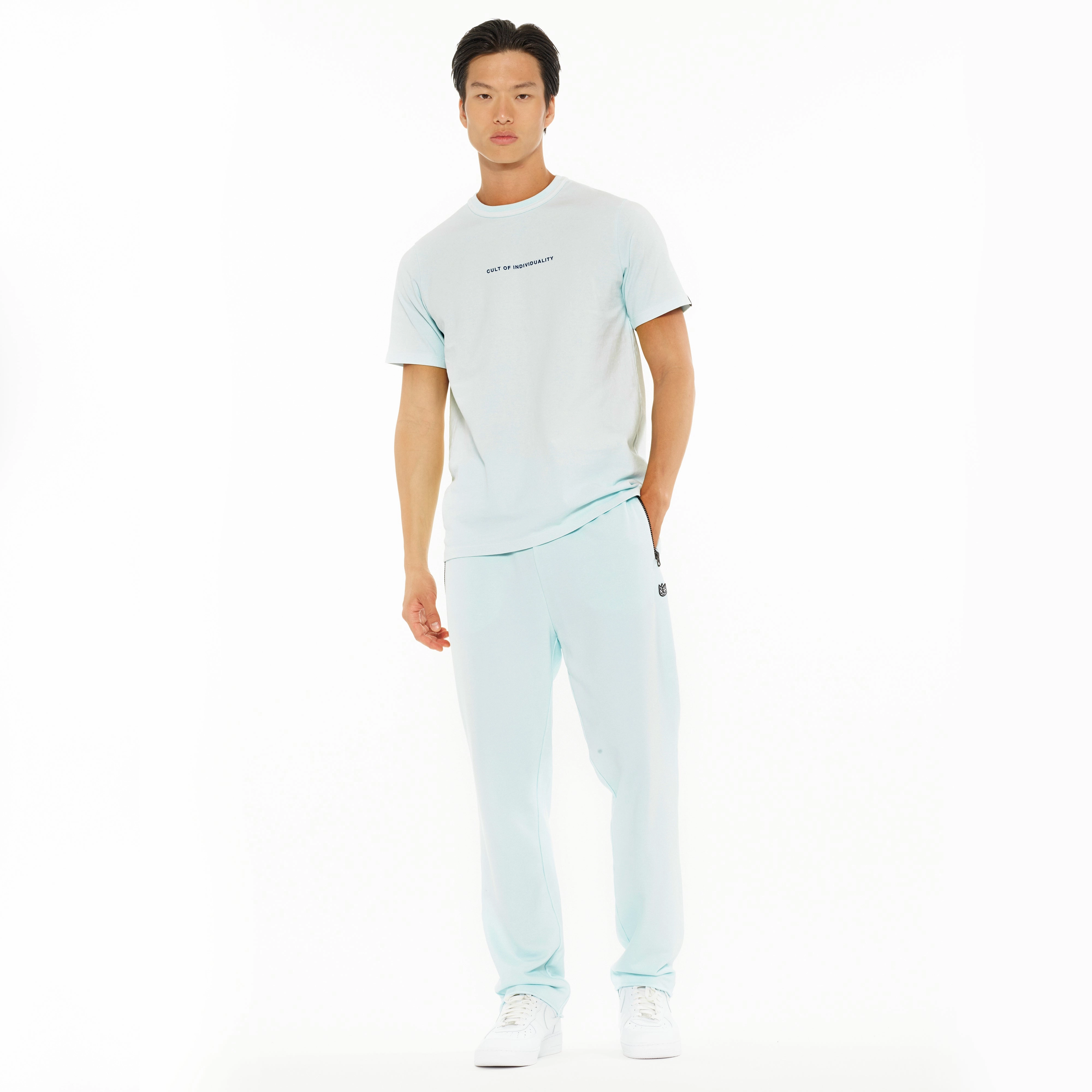 Cult's Heavyweight Short Sleeve Crew Neck Tee "Shimuchan" Logo in Powder Blue Sleek Design Fit Cozy Comfort Look