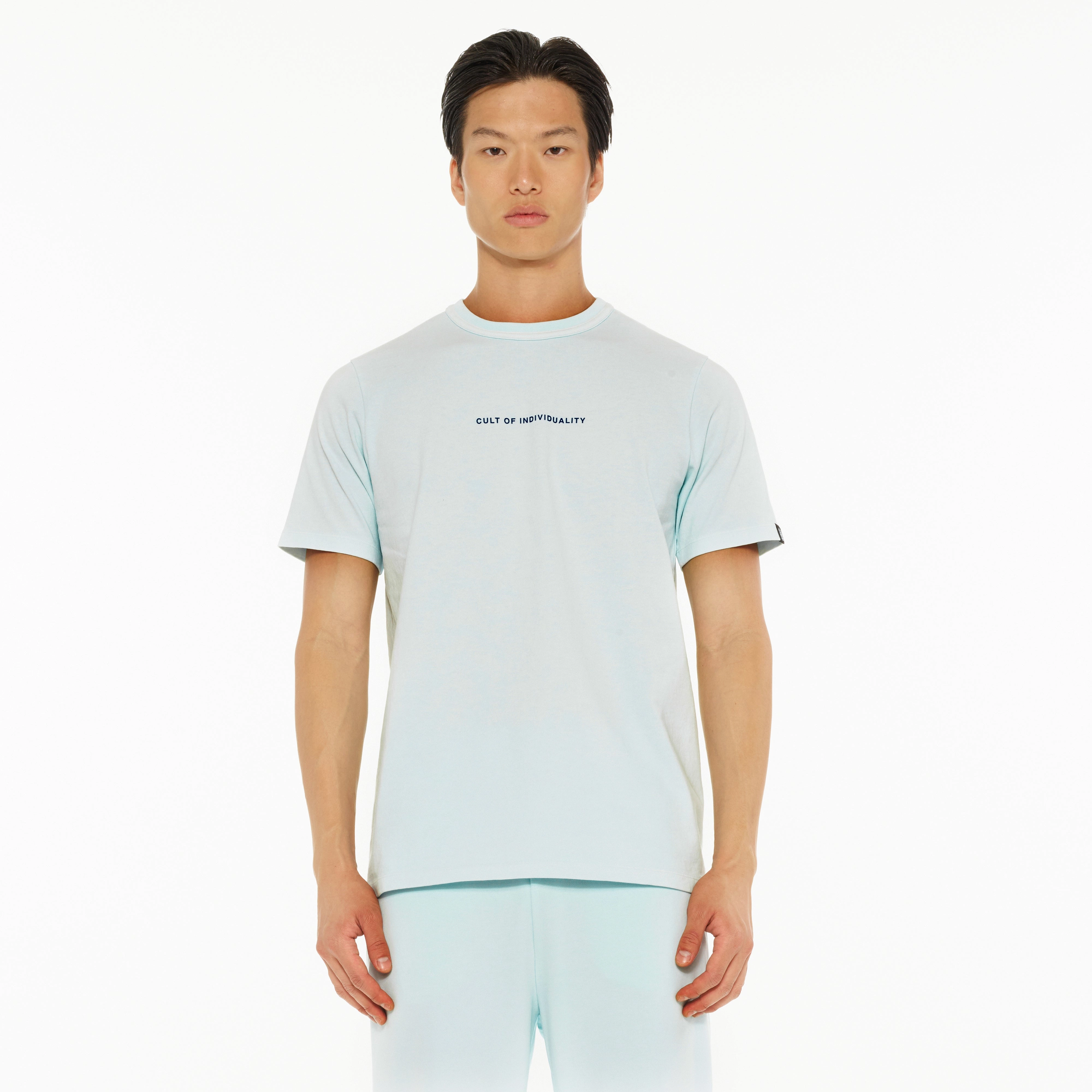 Bold colors Cult's Heavyweight Short Sleeve Crew Neck Tee "Shimuchan" Logo in Powder Blue